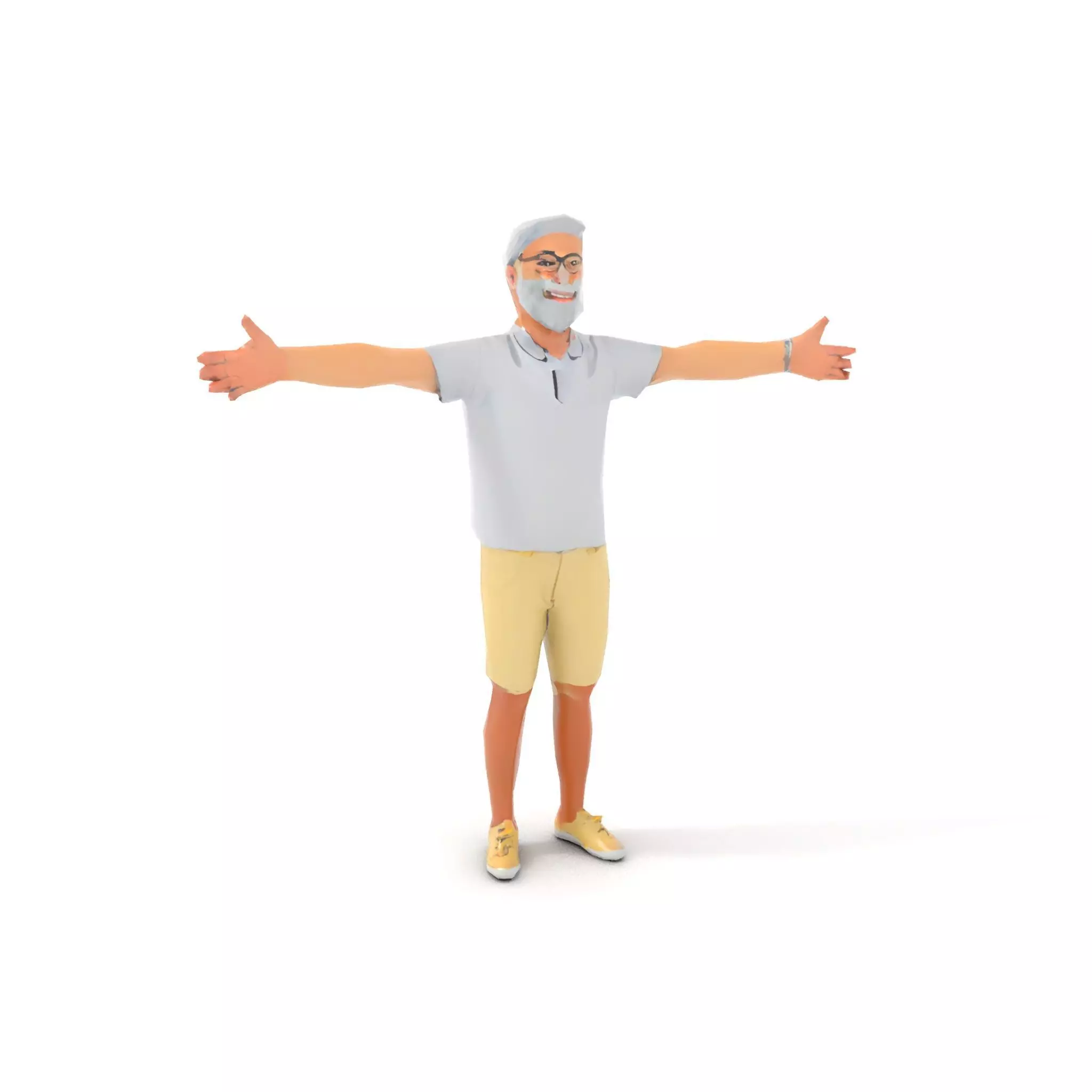 Elderly Male Character Model Pack with Casual Outfit and Glasses Low-poly 3D model_14
