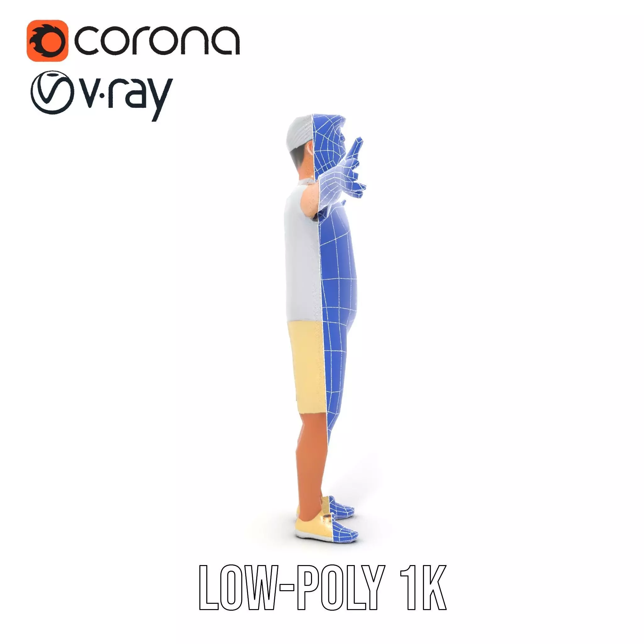 Elderly Male Character Model Pack with Casual Outfit and Glasses Low-poly 3D model_28