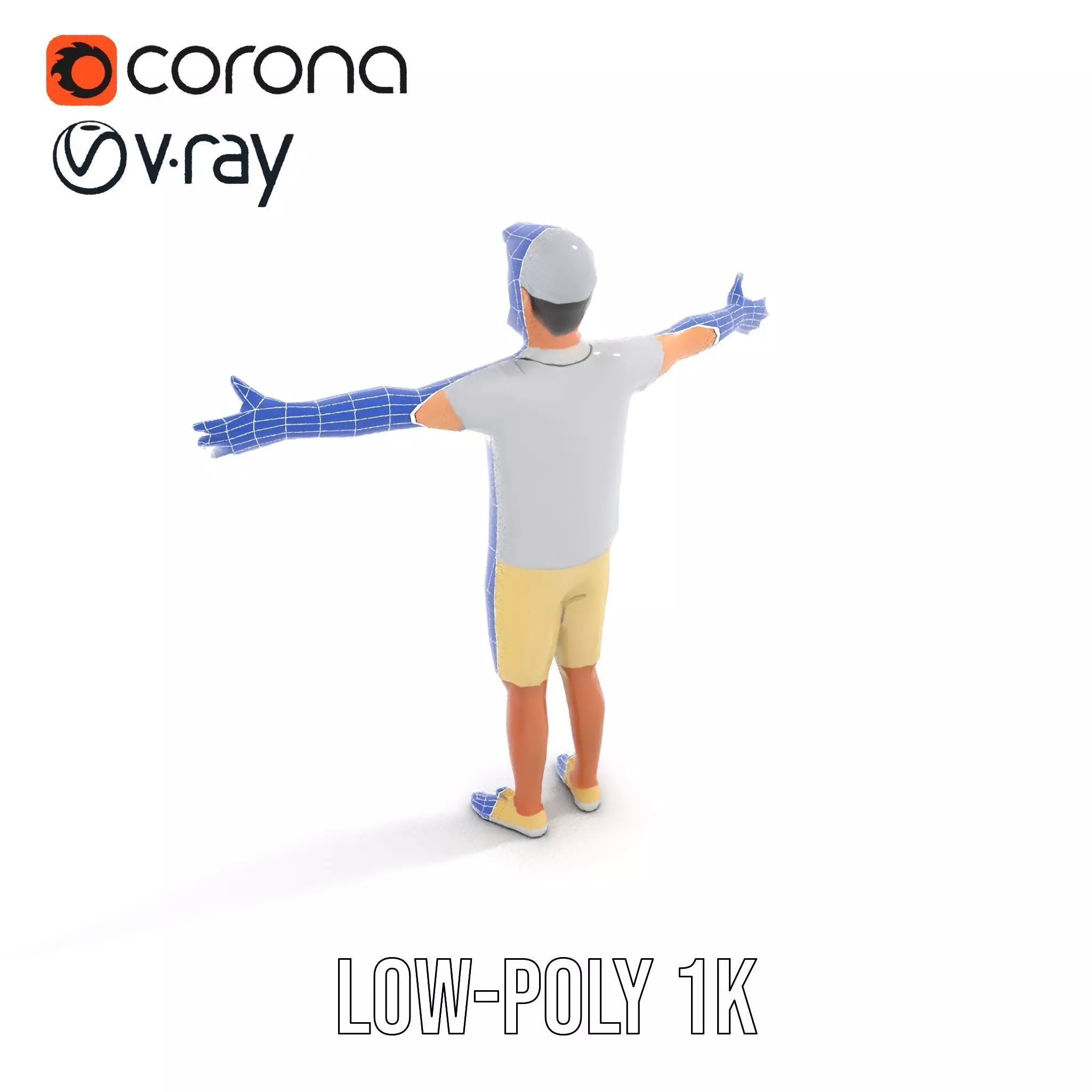 Elderly Male Character Model Pack with Casual Outfit and Glasses Low-poly 3D model_31