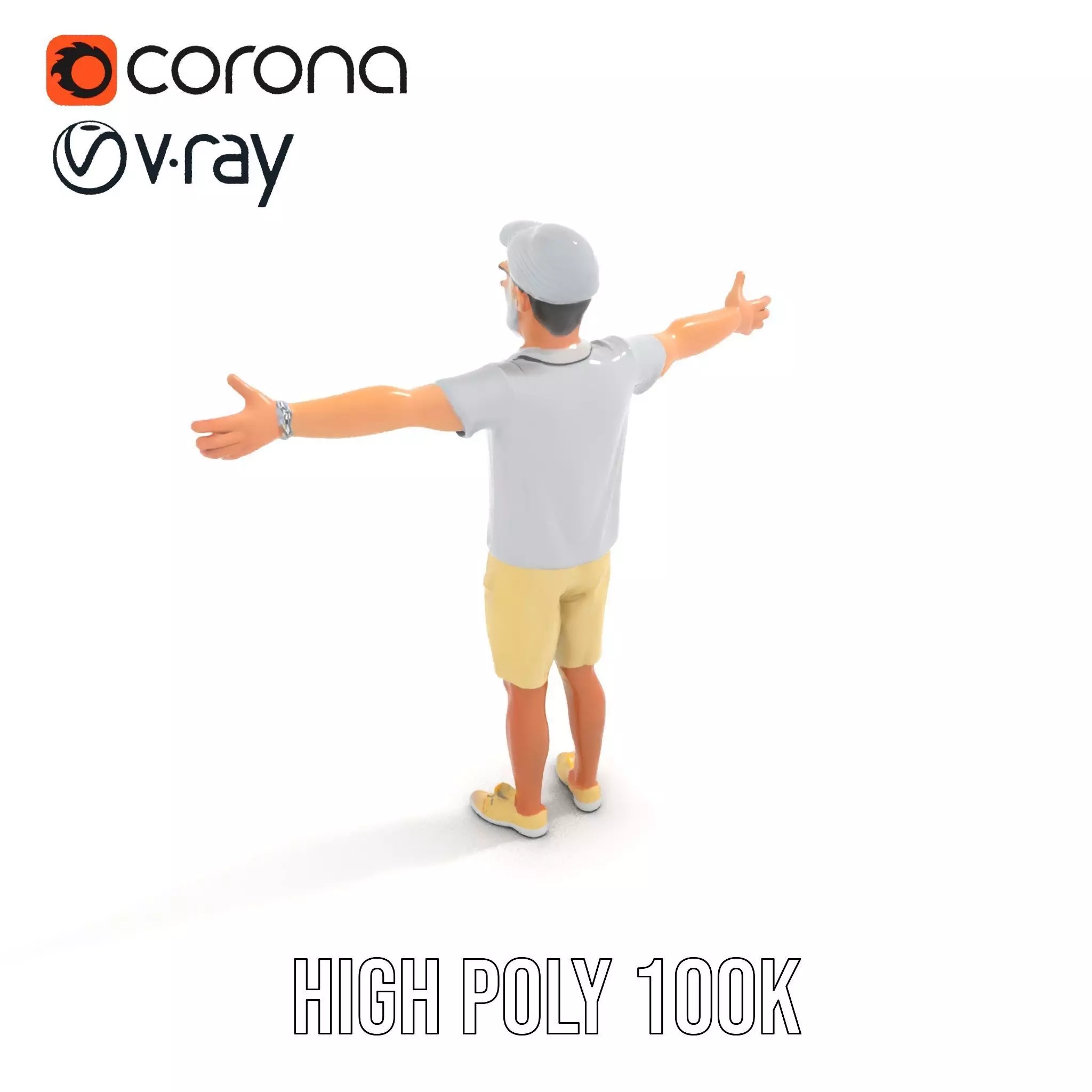 Elderly Male Character Model Pack with Casual Outfit and Glasses Low-poly 3D model_20