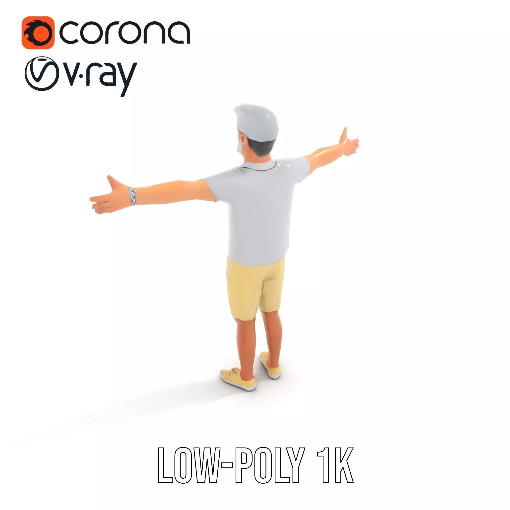 Elderly Male Character Model Pack with Casual Outfit and Glasses Low-poly 3D model_7