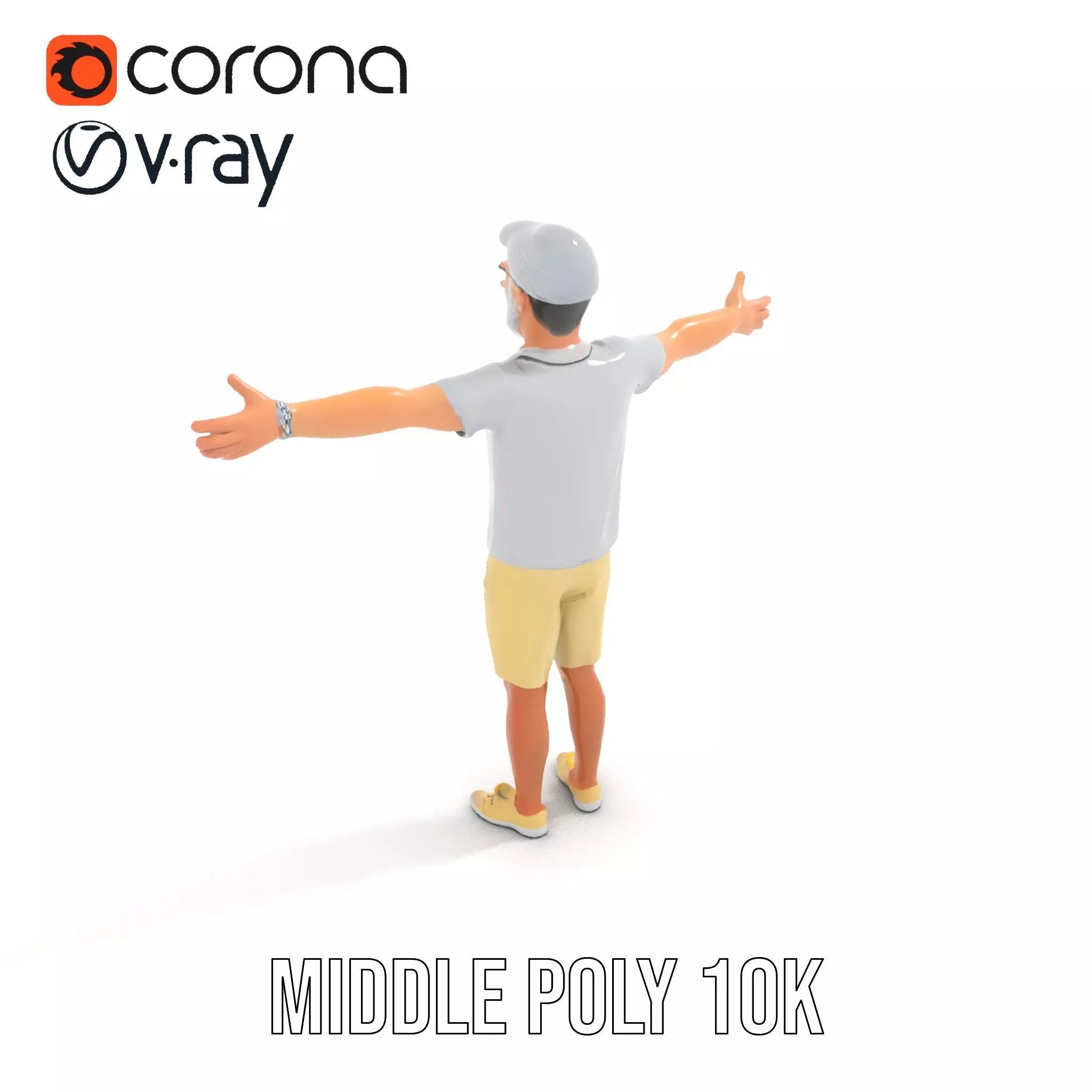 Elderly Male Character Model Pack with Casual Outfit and Glasses Low-poly 3D model_18