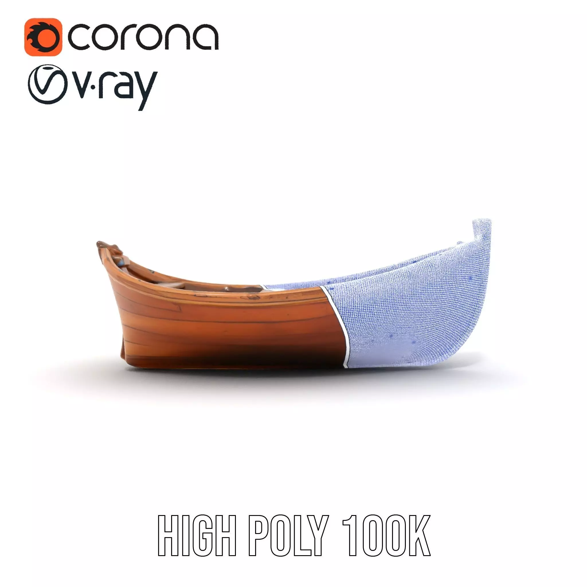 Wooden Rowboat Model Pack with Detailed Textures Low-poly 3D model_34