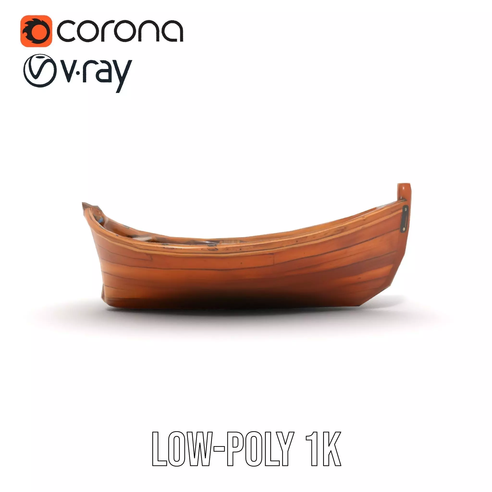 Wooden Rowboat Model Pack with Detailed Textures Low-poly 3D model_9