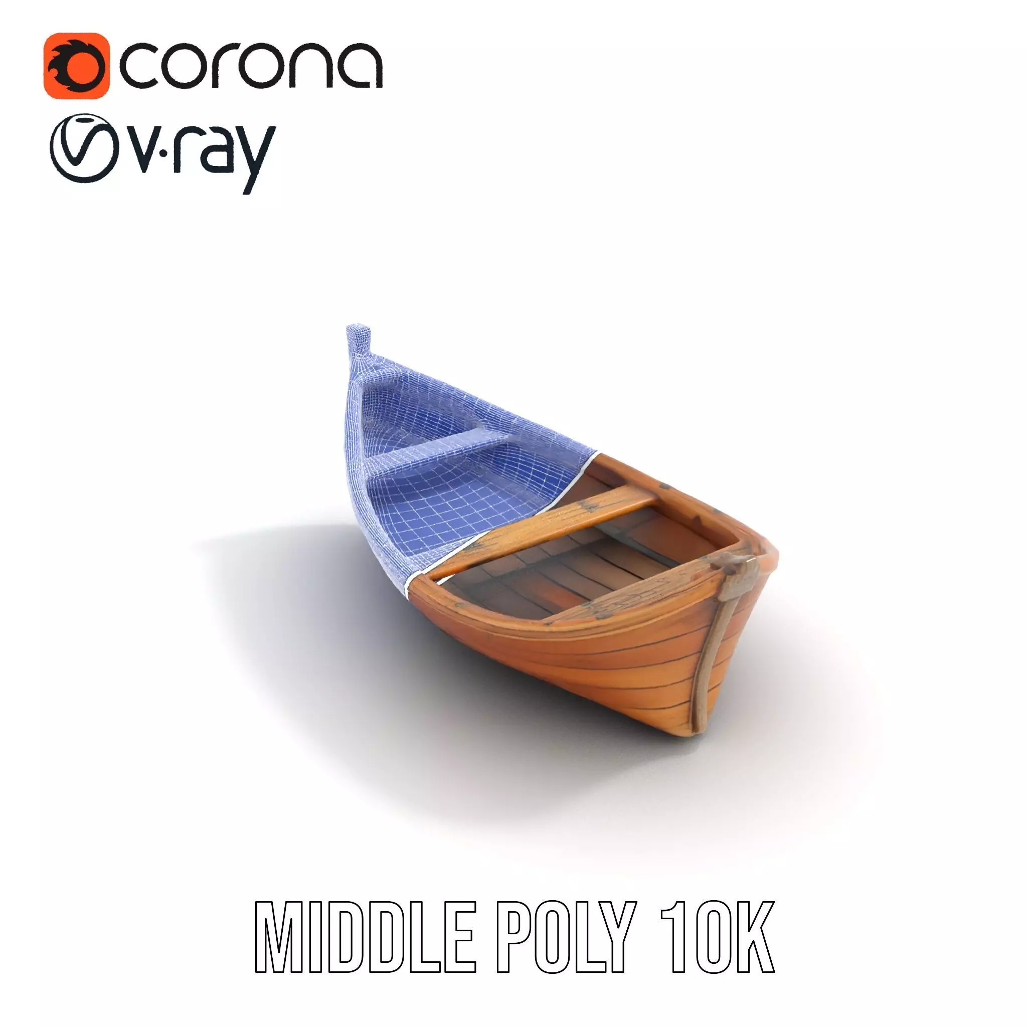 Wooden Rowboat Model Pack with Detailed Textures Low-poly 3D model_24