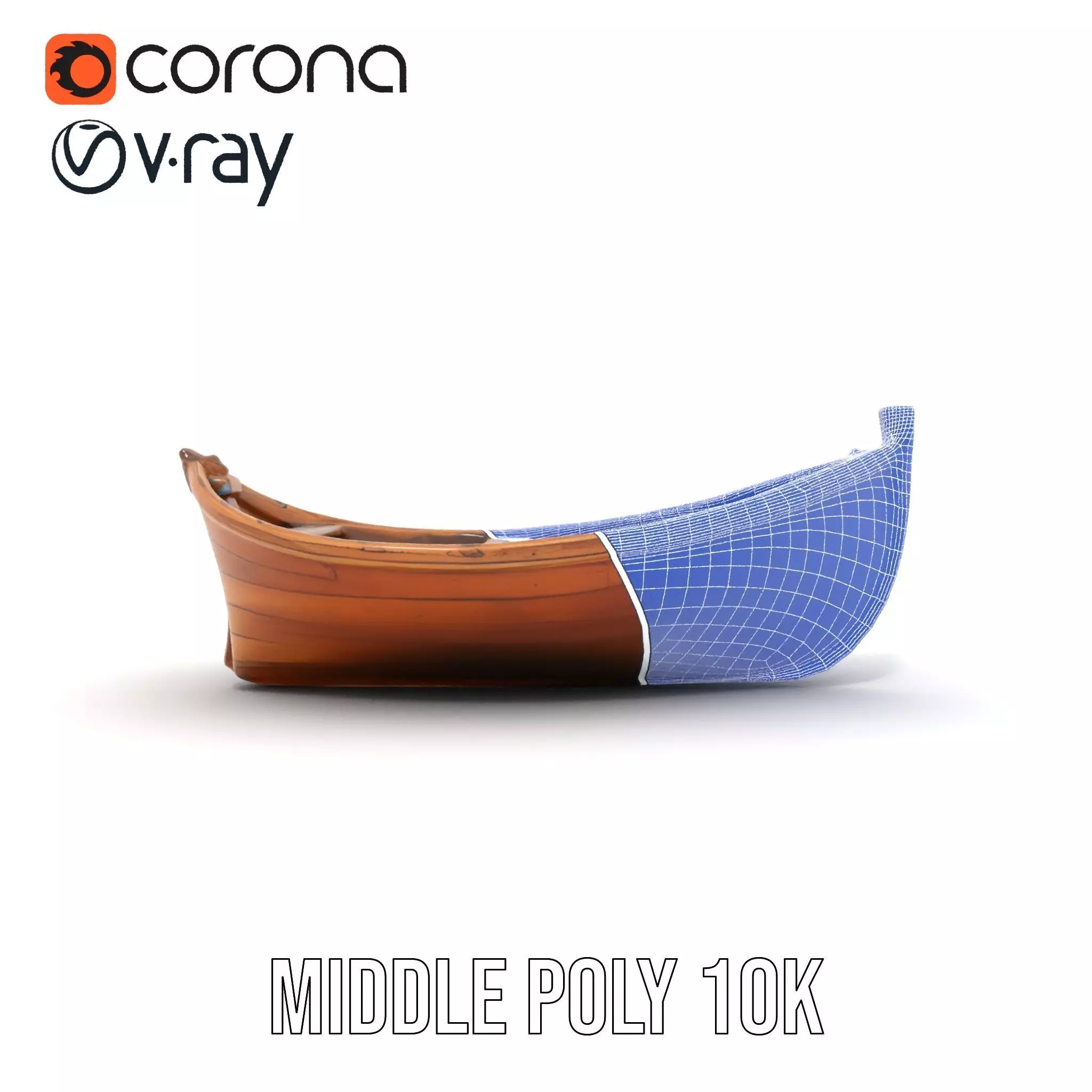 Wooden Rowboat Model Pack with Detailed Textures Low-poly 3D model_30