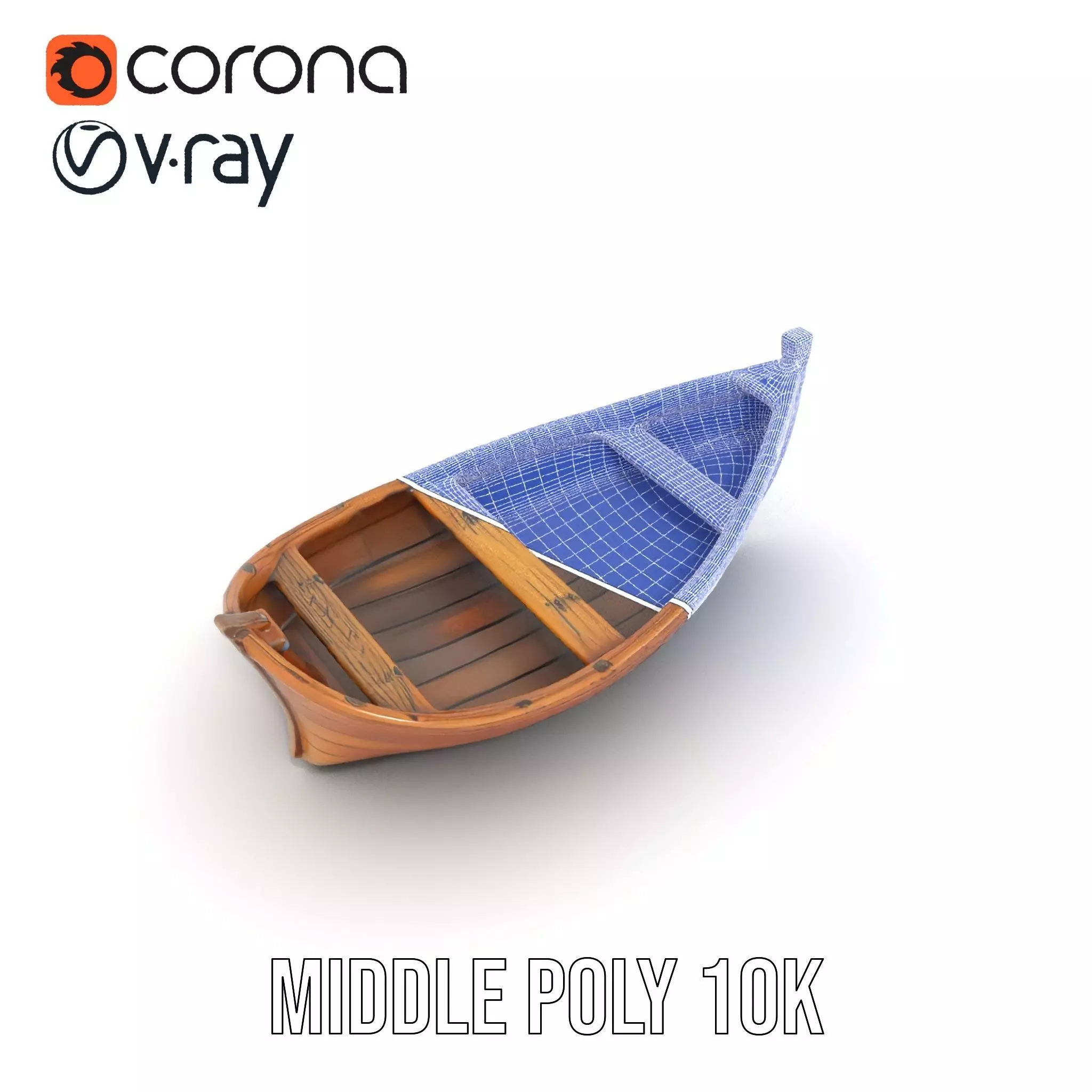 Wooden Rowboat Model Pack with Detailed Textures Low-poly 3D model_21