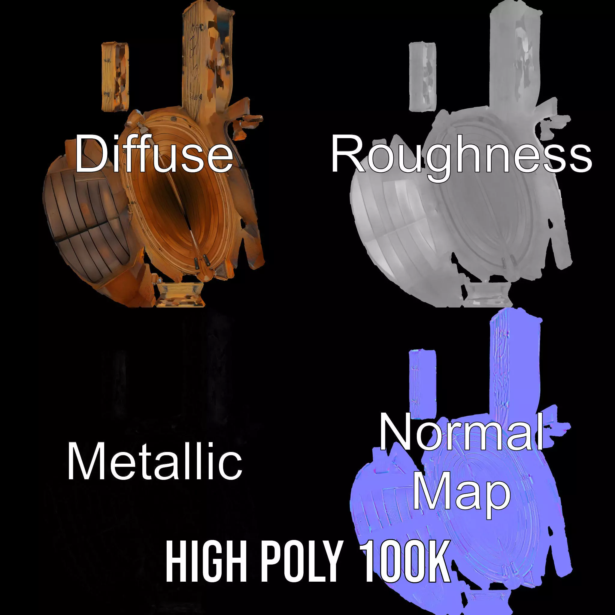 Wooden Rowboat Model Pack with Detailed Textures Low-poly 3D model_3