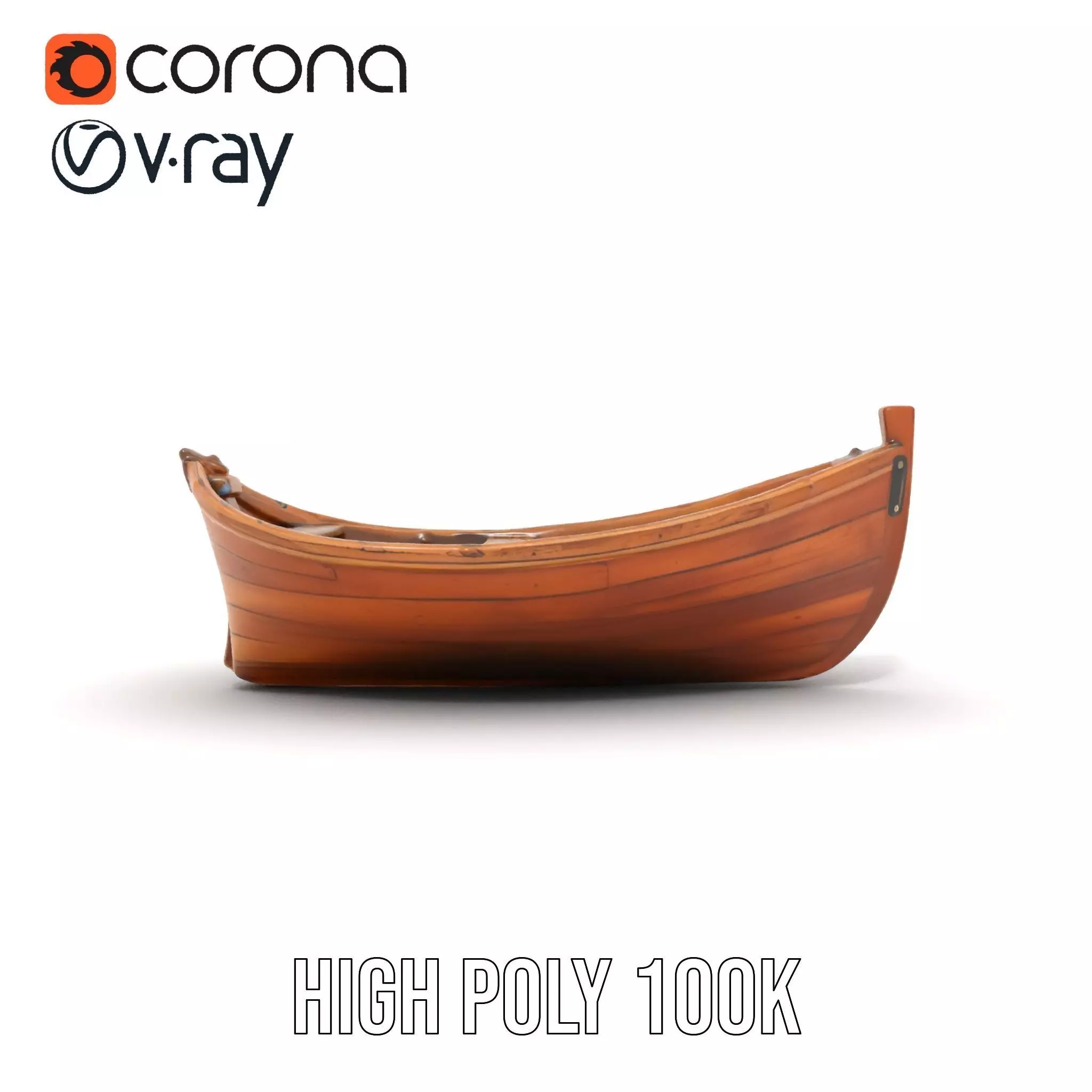 Wooden Rowboat Model Pack with Detailed Textures Low-poly 3D model_26