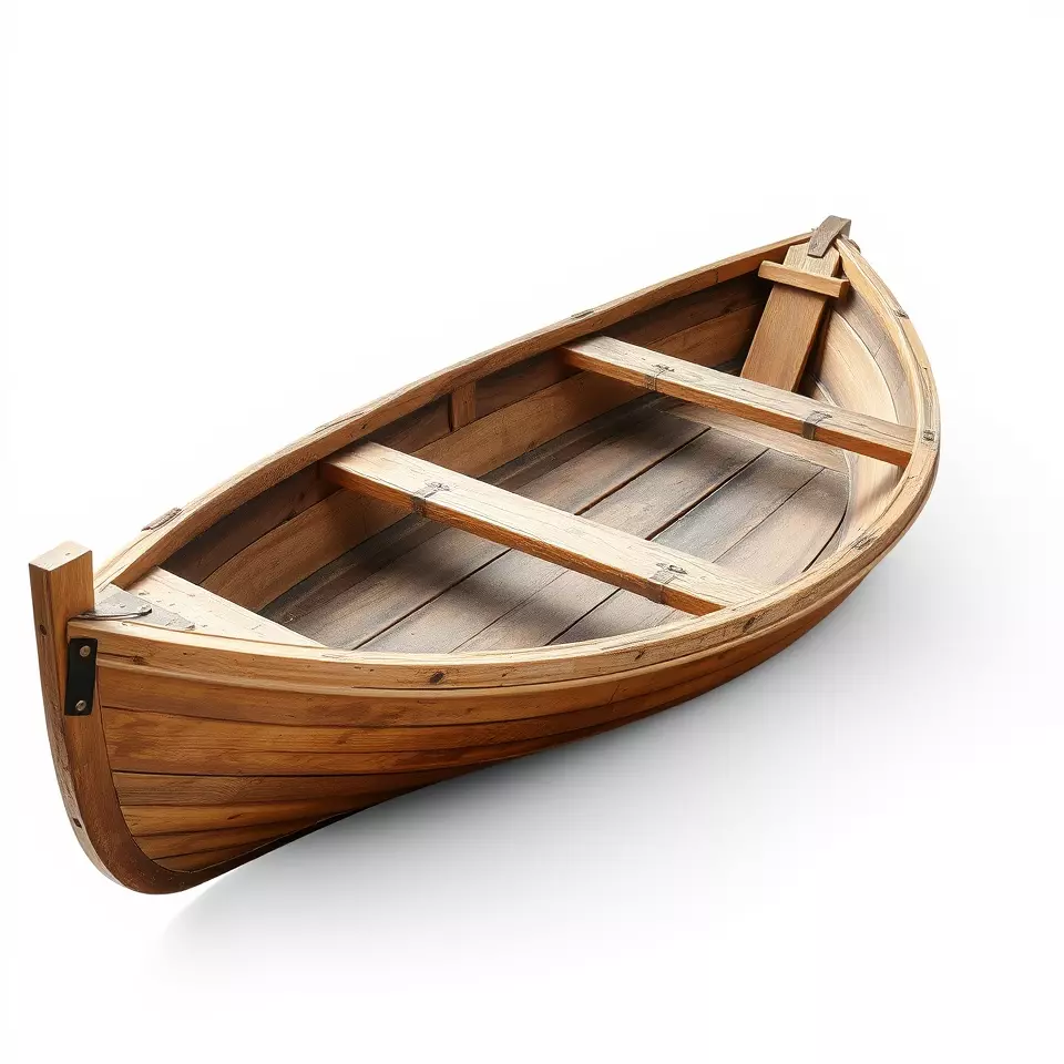 Wooden Rowboat Model Pack with Detailed Textures Low-poly 3D model_2