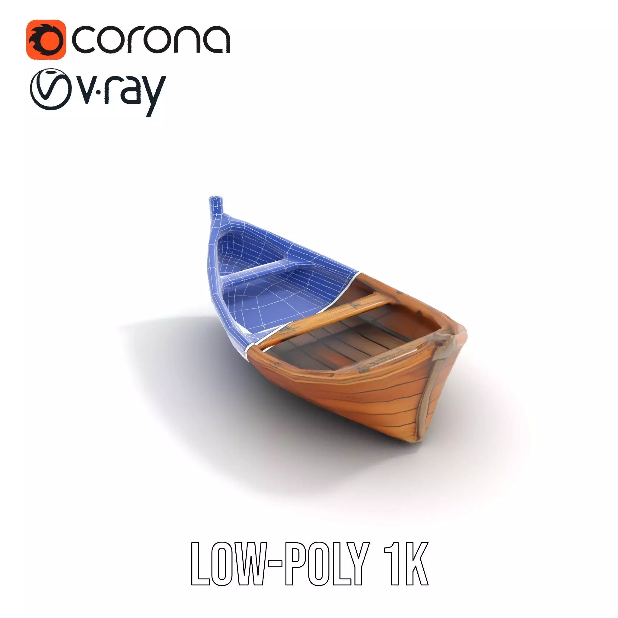 Wooden Rowboat Model Pack with Detailed Textures Low-poly 3D model_17