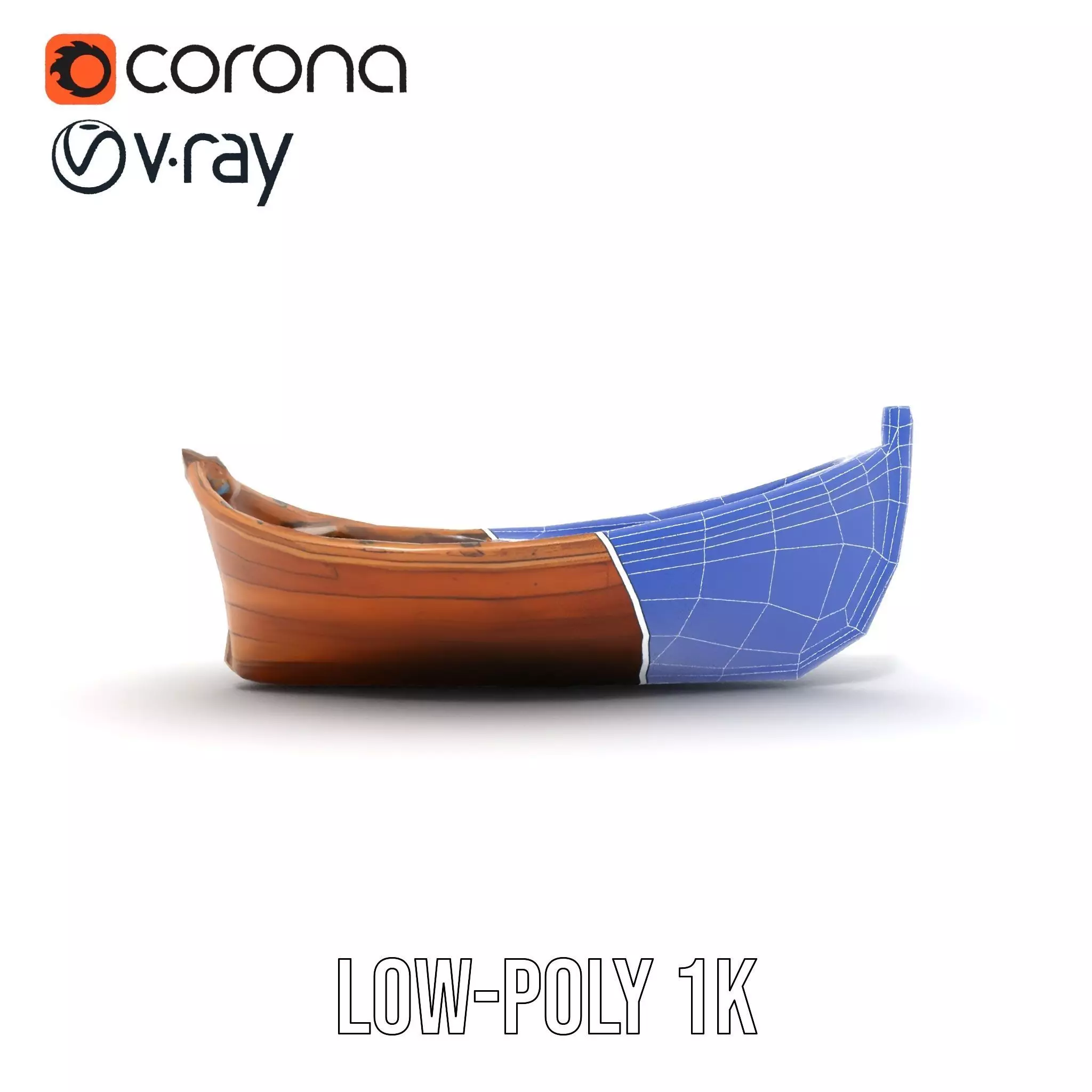 Wooden Rowboat Model Pack with Detailed Textures Low-poly 3D model_31