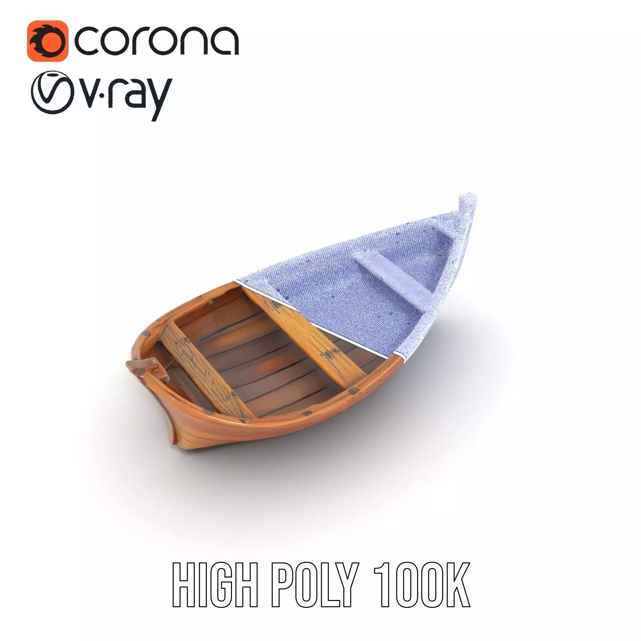 Wooden Rowboat Model Pack with Detailed Textures Low-poly 3D model_33