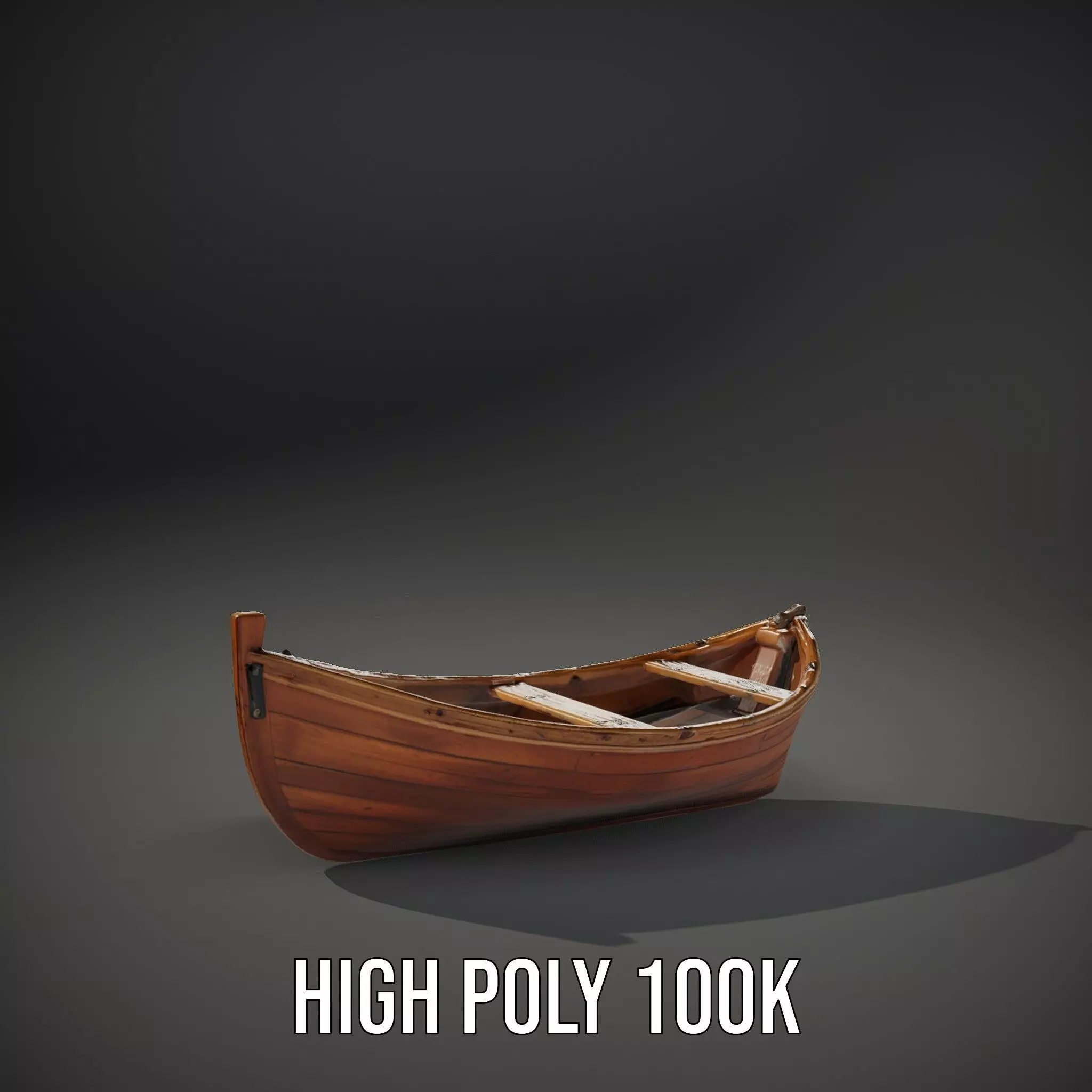 Wooden Rowboat Model Pack with Detailed Textures Low-poly 3D model_10