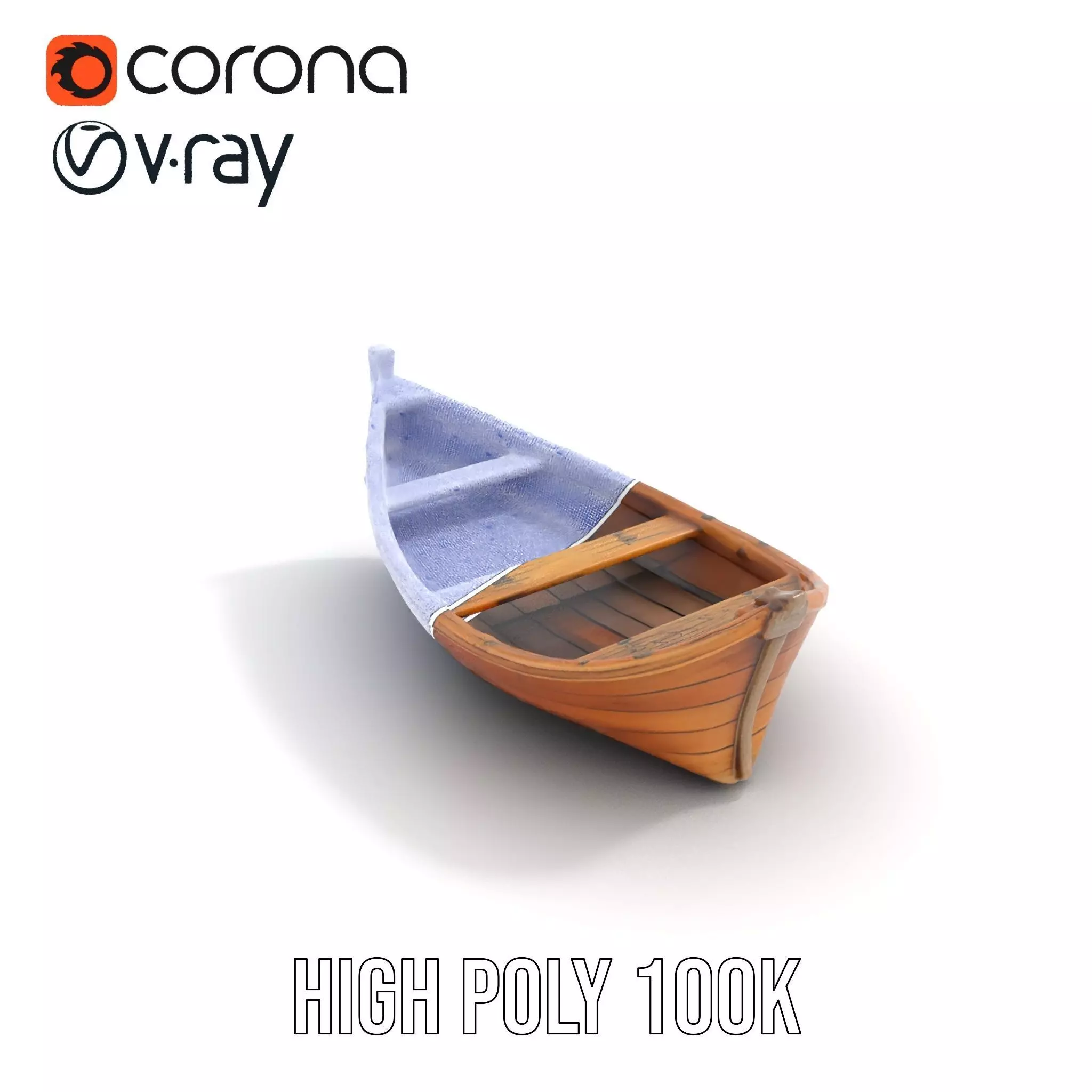 Wooden Rowboat Model Pack with Detailed Textures Low-poly 3D model_32