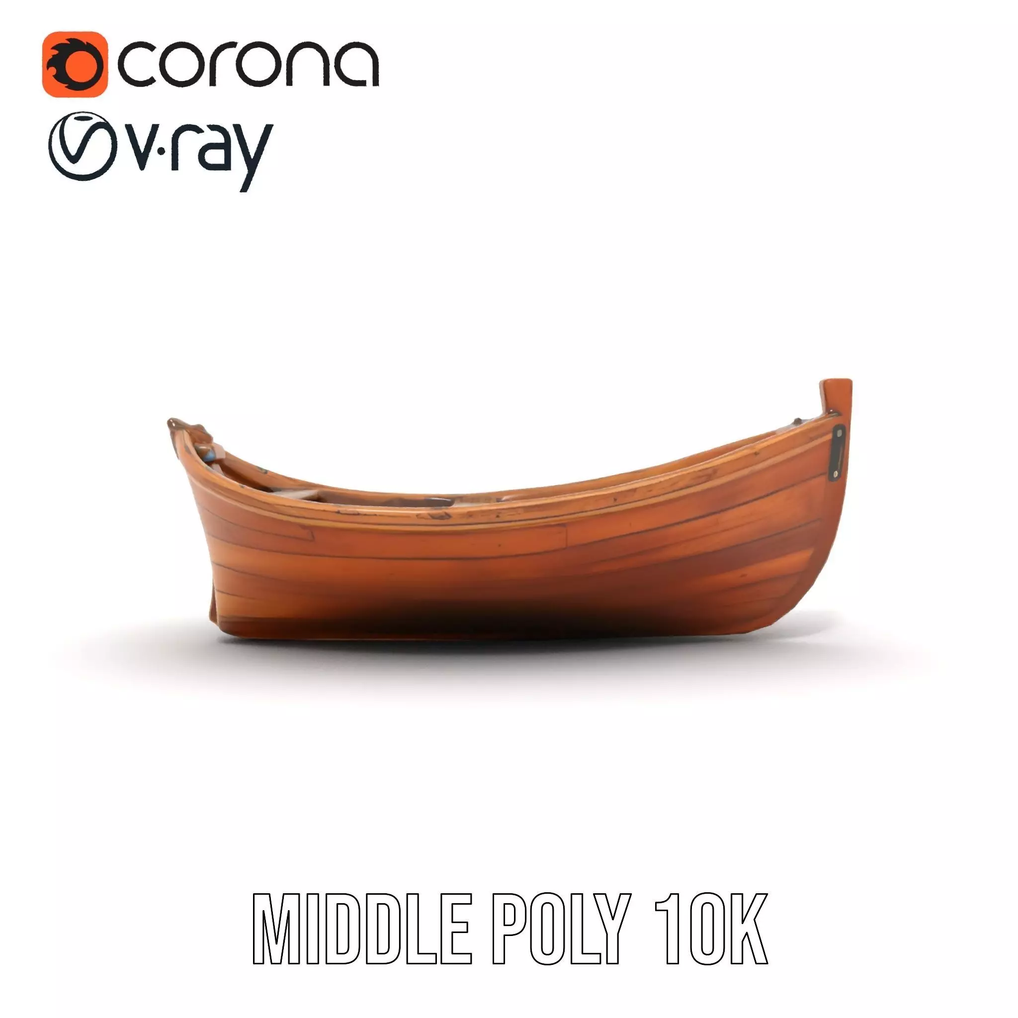 Wooden Rowboat Model Pack with Detailed Textures Low-poly 3D model_6