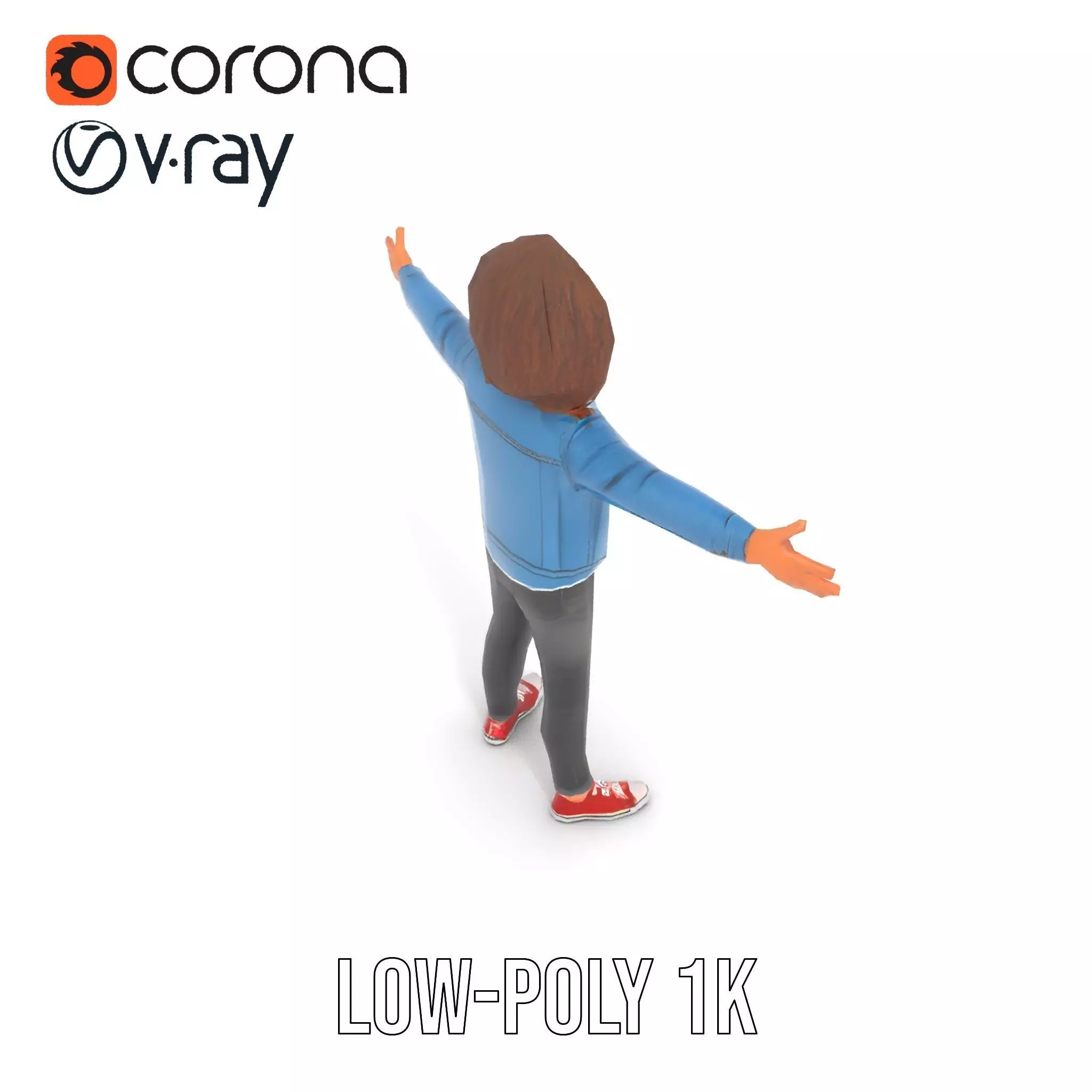 Casual Denim Outfit Character Model Pack Low-poly 3D model_16