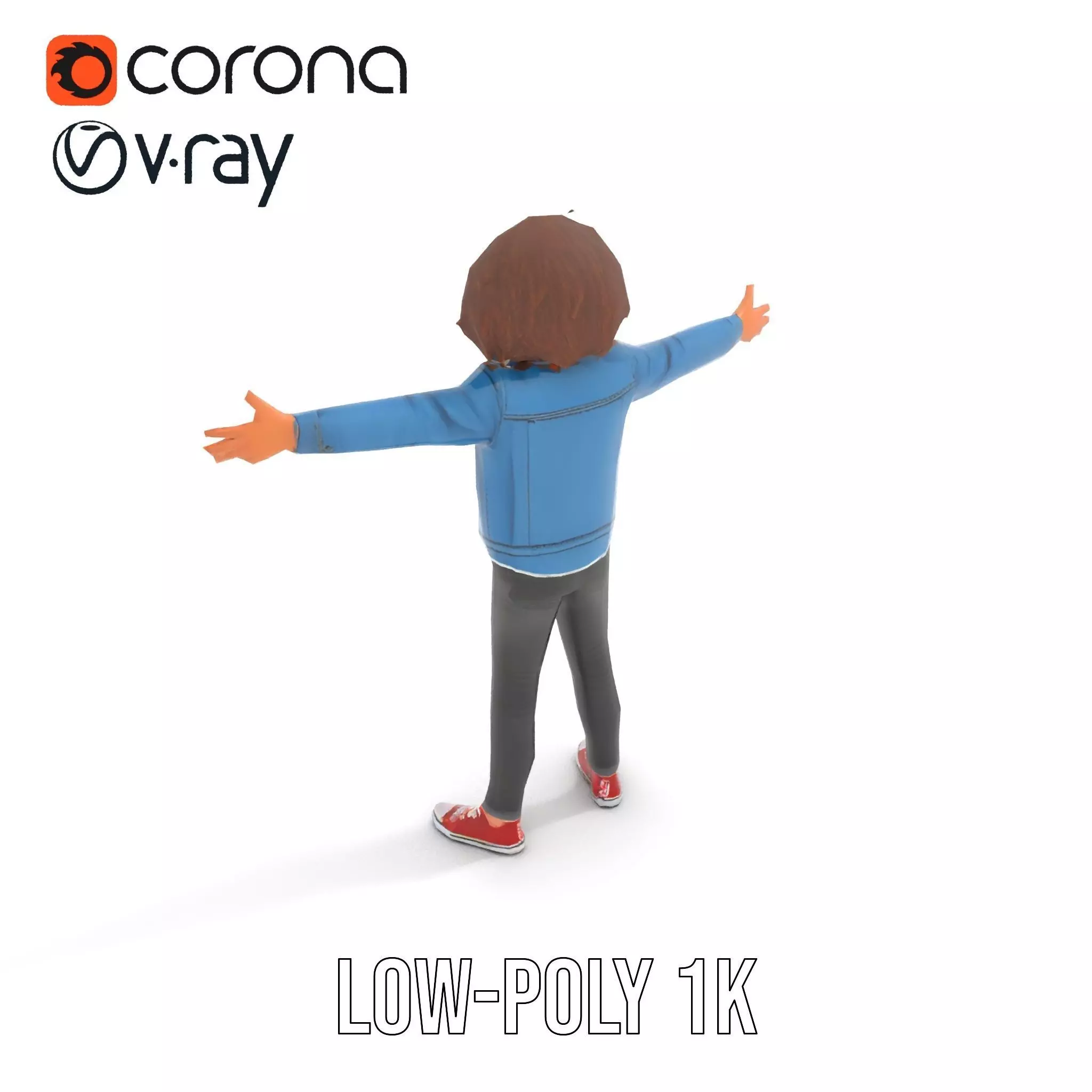 Casual Denim Outfit Character Model Pack Low-poly 3D model_8