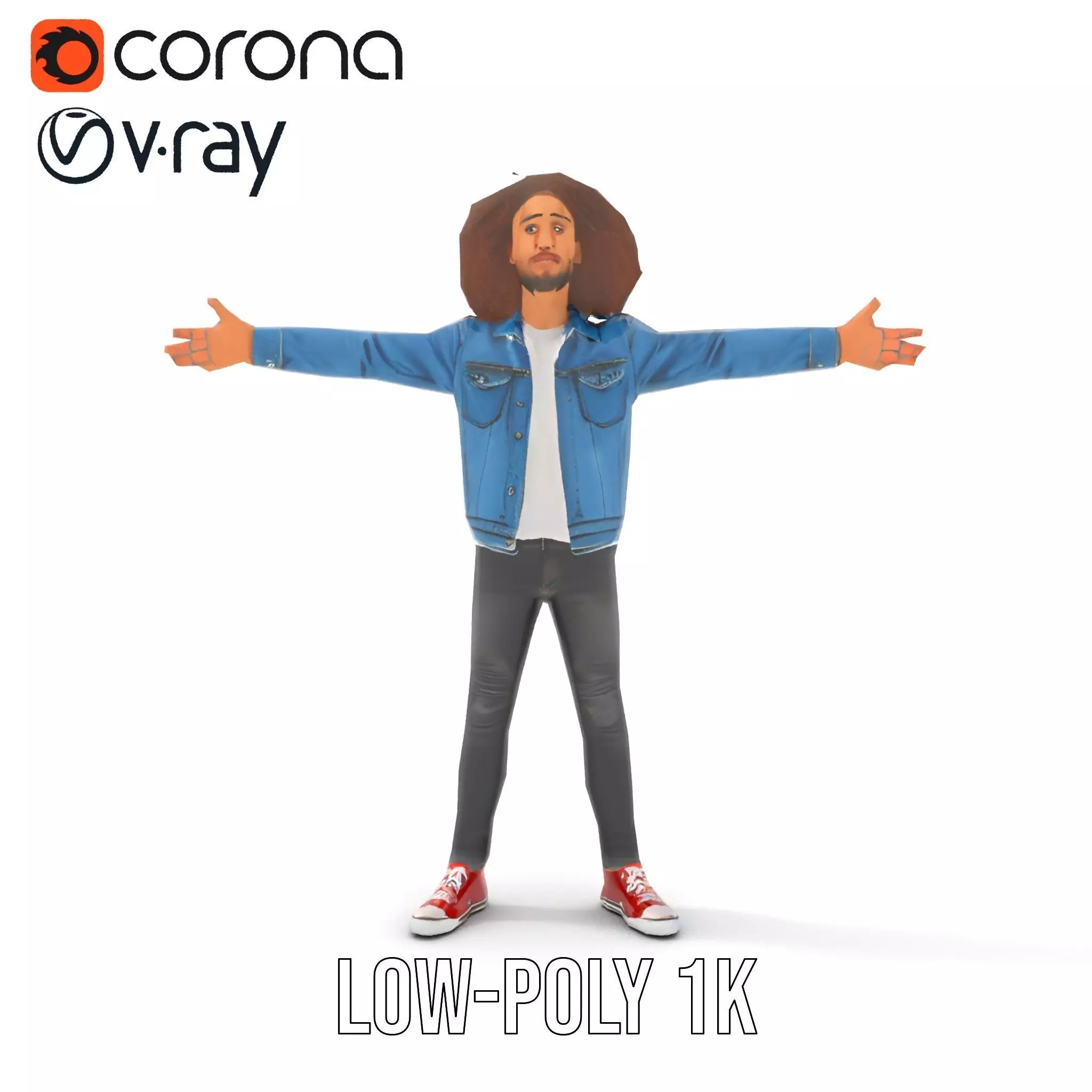 Casual Denim Outfit Character Model Pack Low-poly 3D model_13