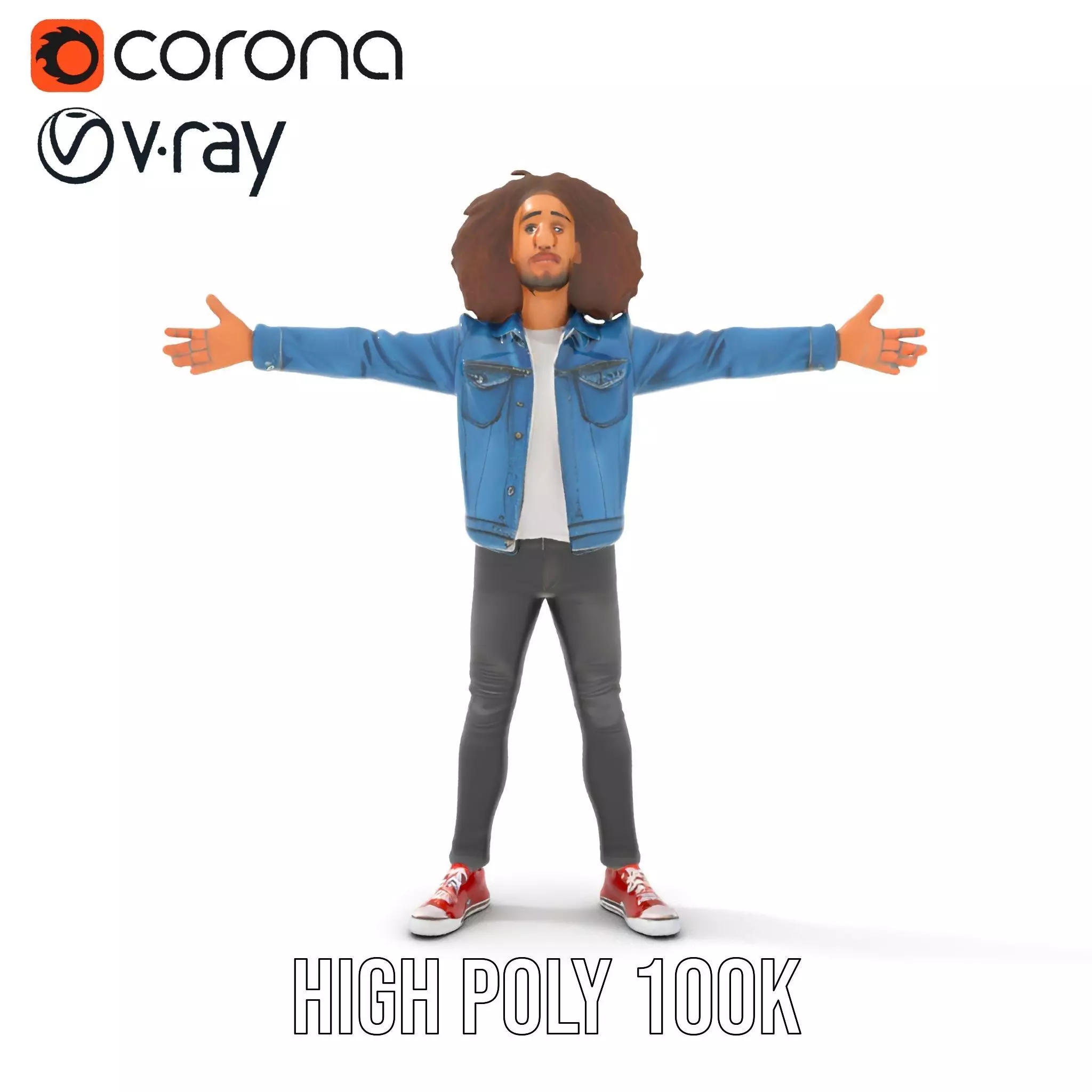 Casual Denim Outfit Character Model Pack Low-poly 3D model_31