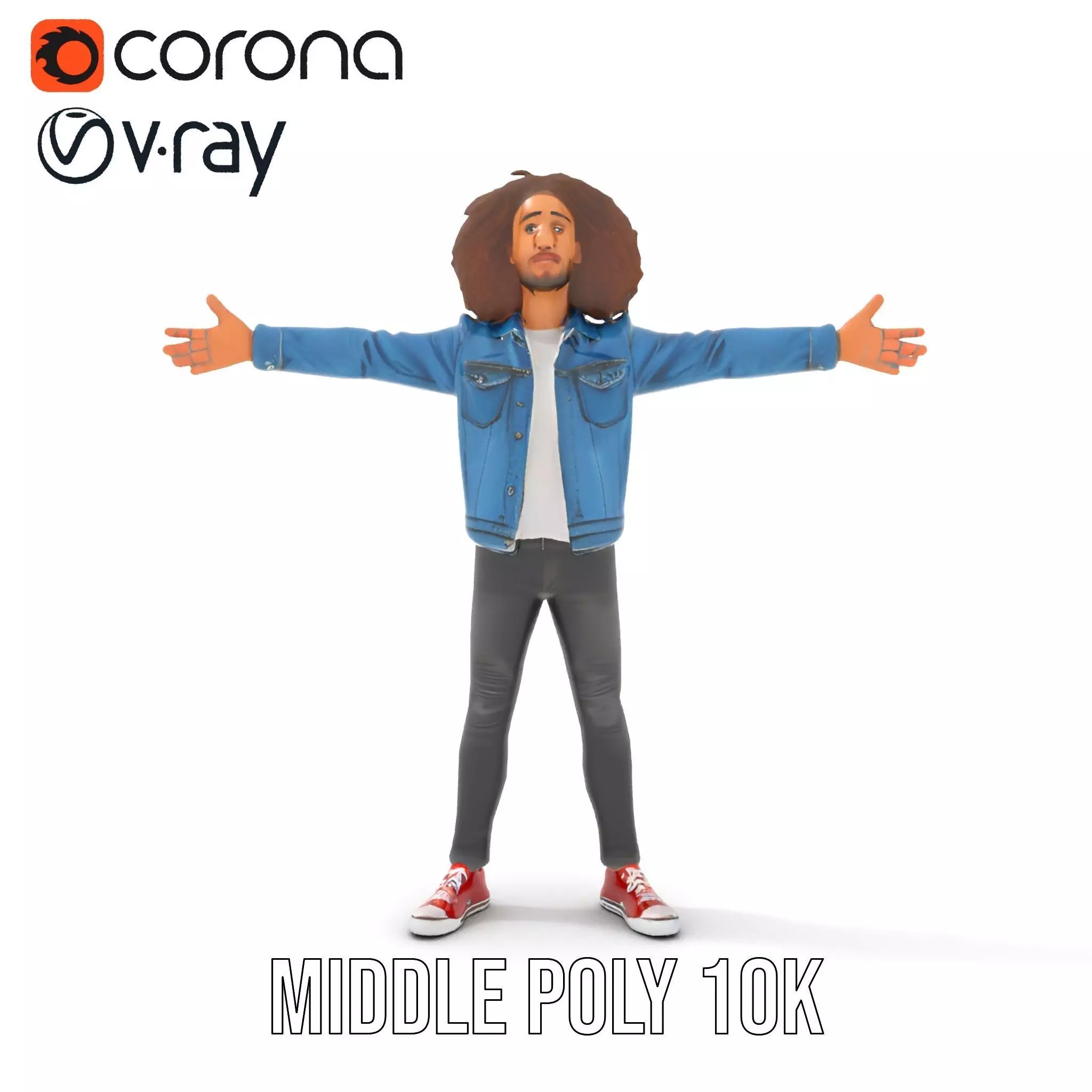 Casual Denim Outfit Character Model Pack Low-poly 3D model_15