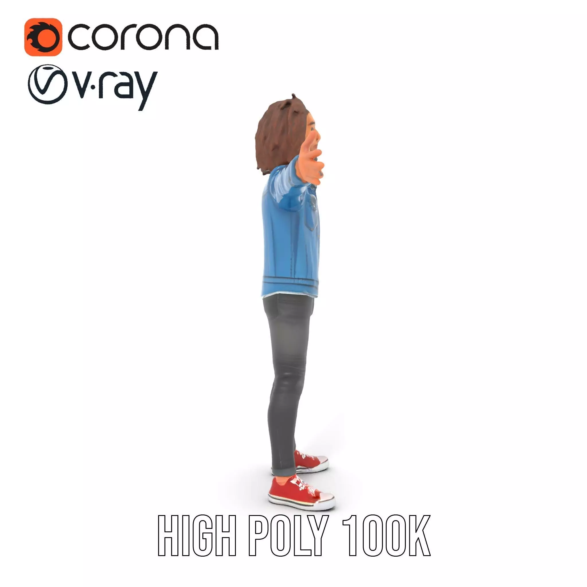 Casual Denim Outfit Character Model Pack Low-poly 3D model_22