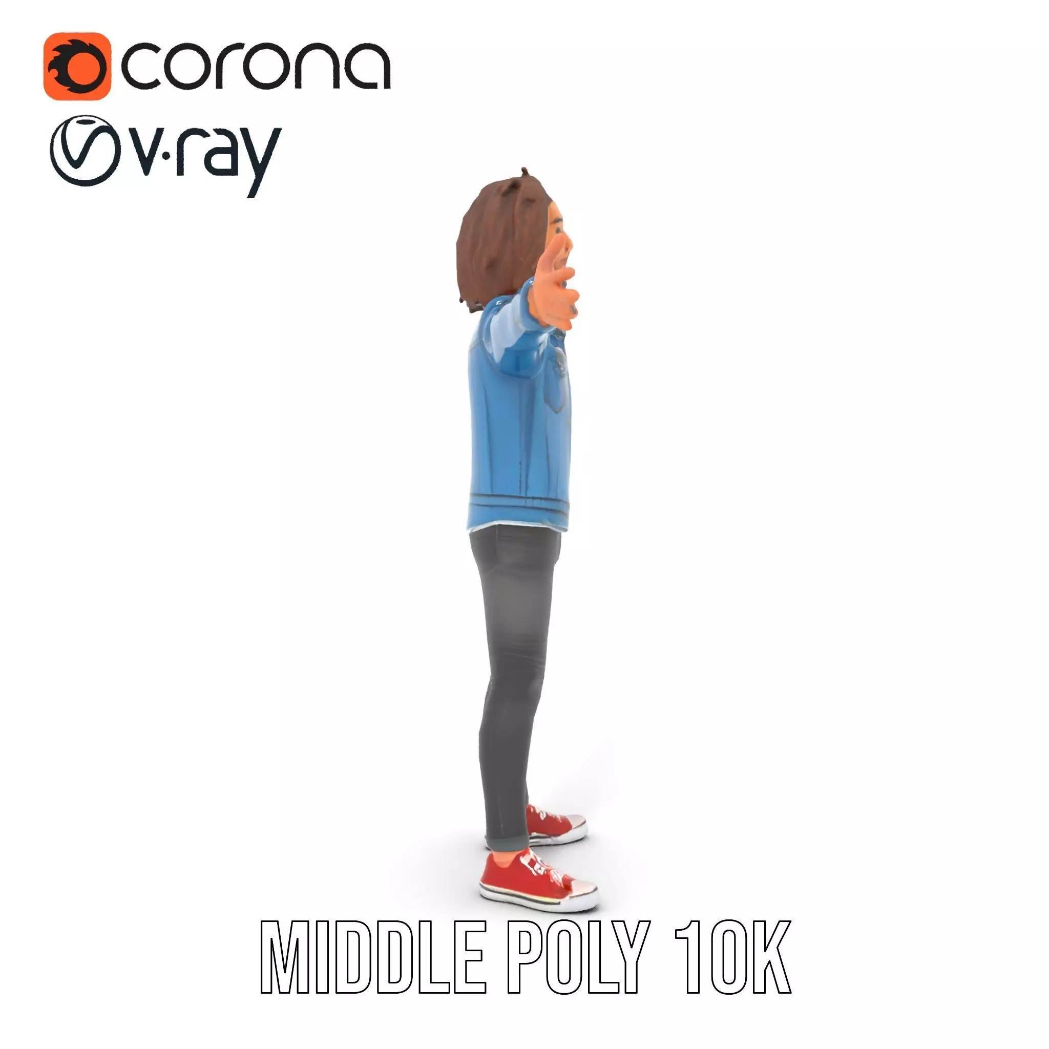 Casual Denim Outfit Character Model Pack Low-poly 3D model_12