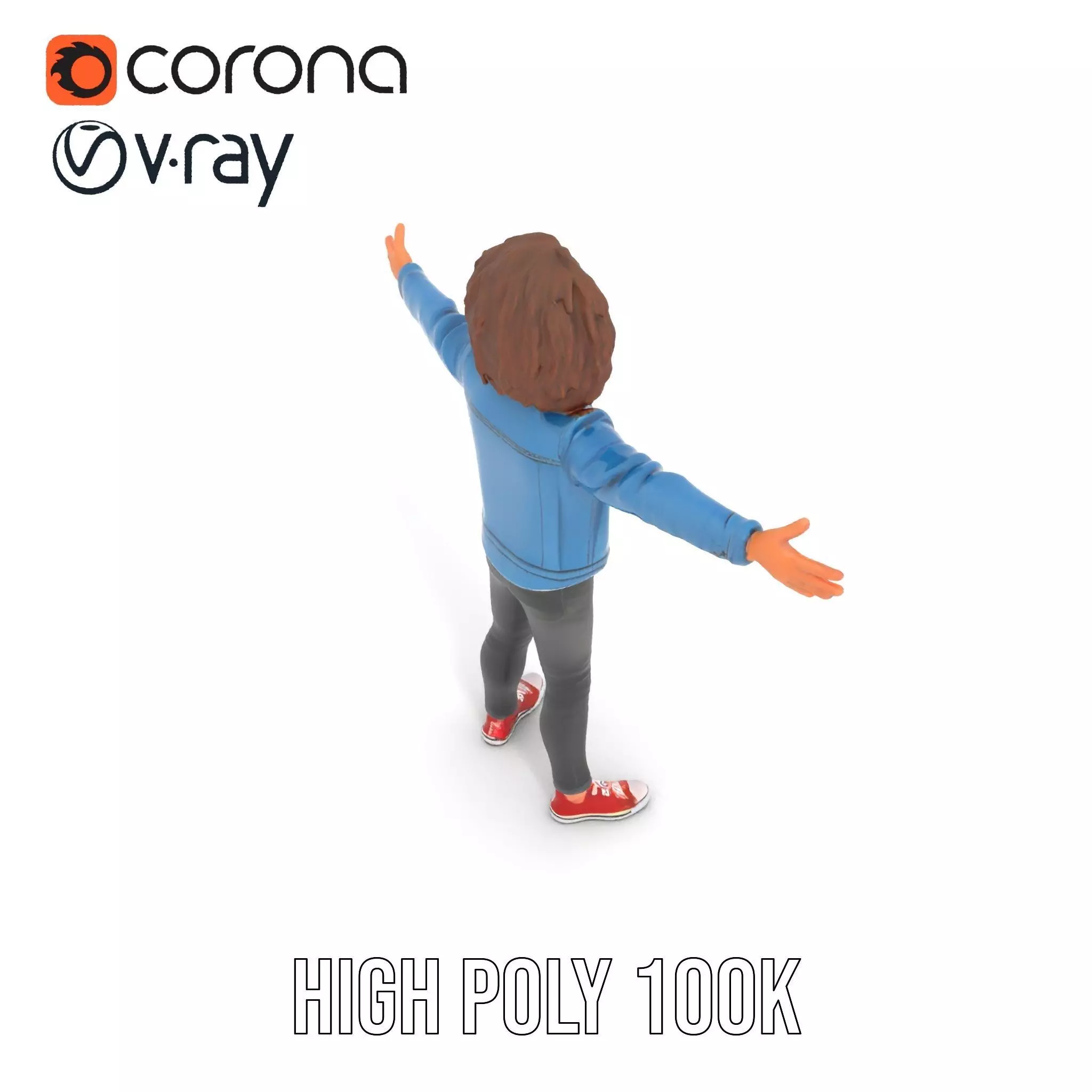 Casual Denim Outfit Character Model Pack Low-poly 3D model_11