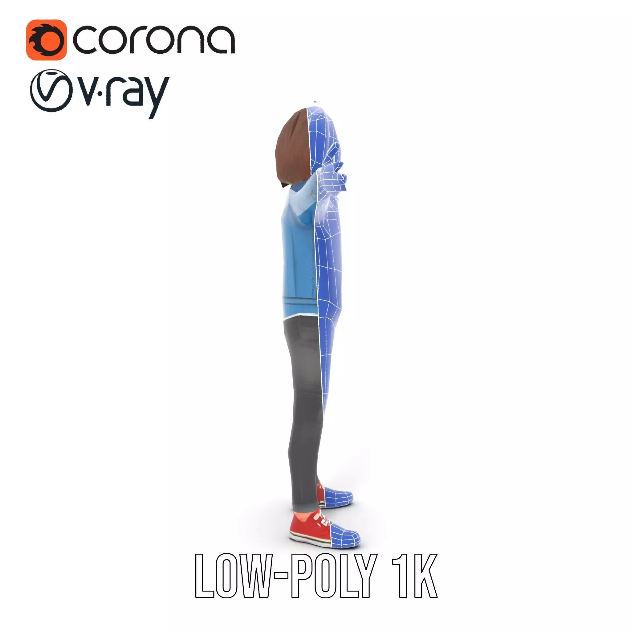 Casual Denim Outfit Character Model Pack Low-poly 3D model_30