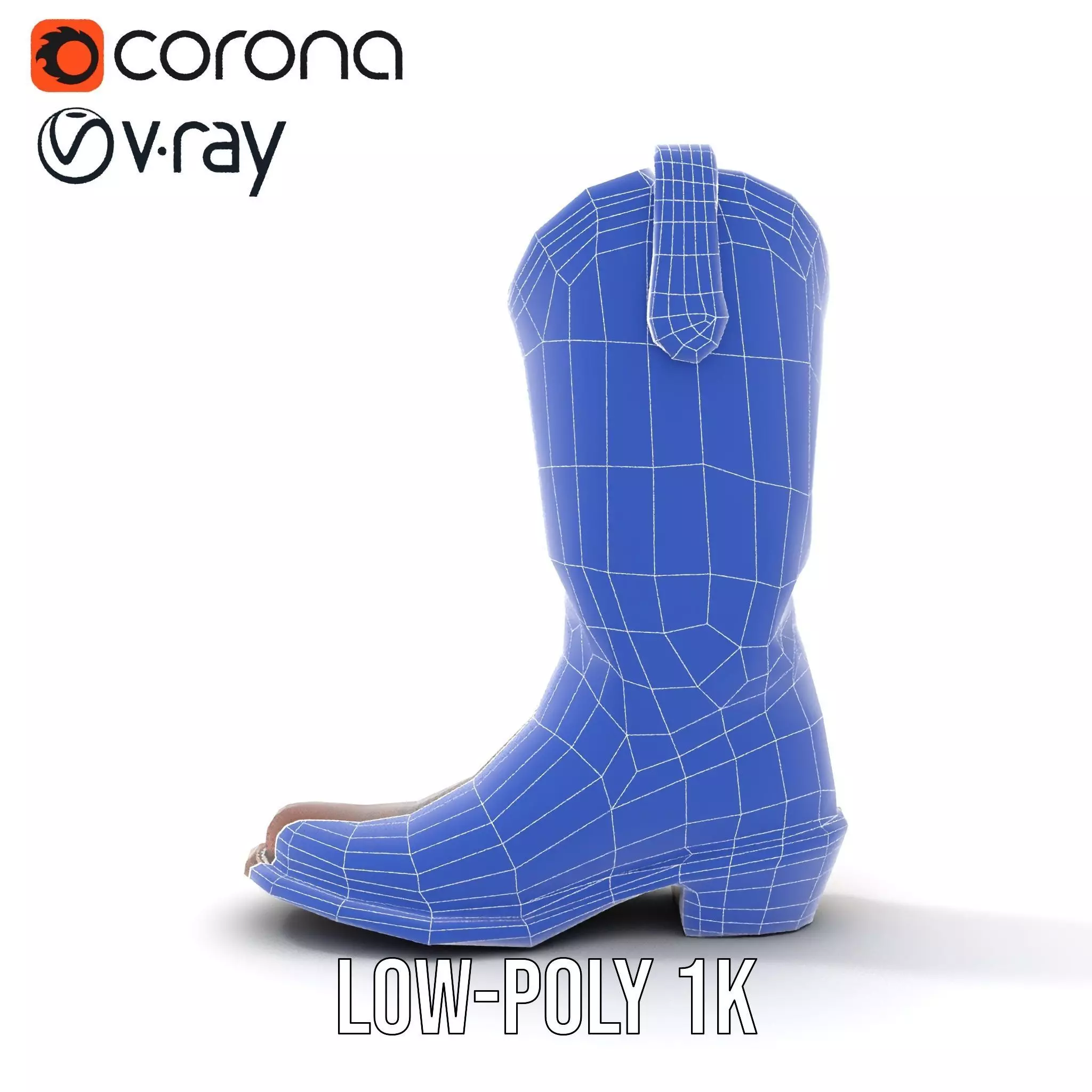 Western Cowboy Boot with Plaid Pattern model pack Low-poly 3D model_28