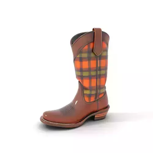 Western Cowboy Boot with Plaid Pattern model pack Low-poly 3D model
