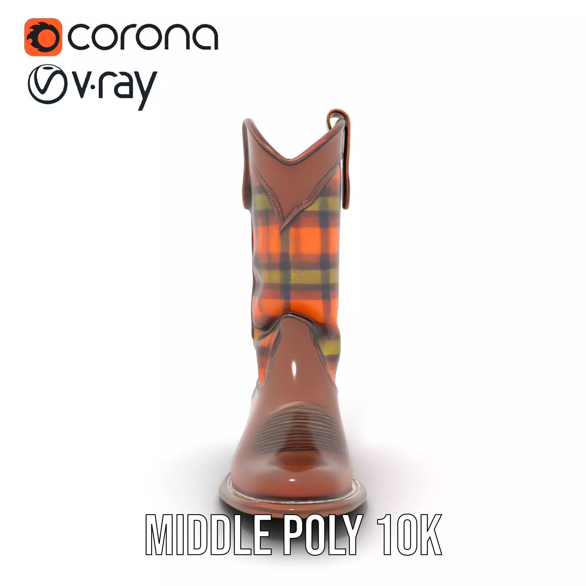 Western Cowboy Boot with Plaid Pattern model pack Low-poly 3D model_16