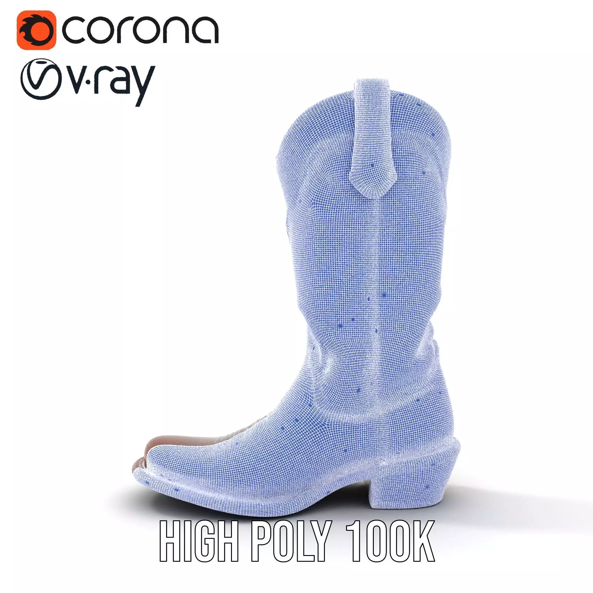 Western Cowboy Boot with Plaid Pattern model pack Low-poly 3D model_33