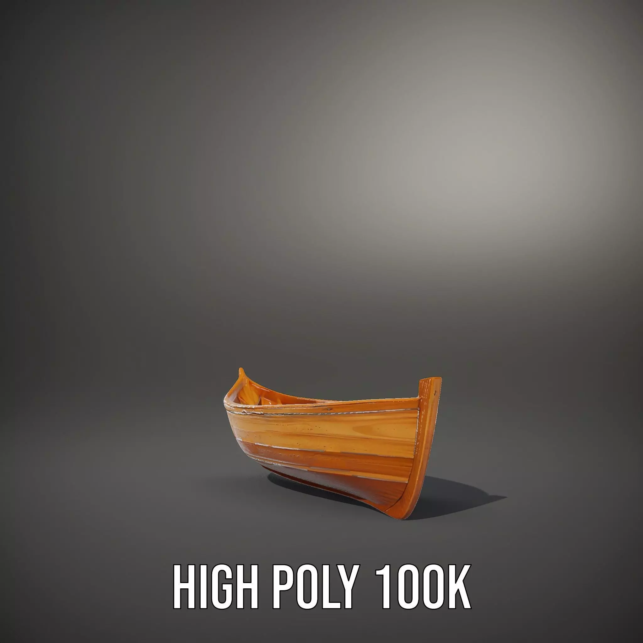 Wooden Canoe Model Pack with Multiple Levels of Detail Low-poly 3D model_10