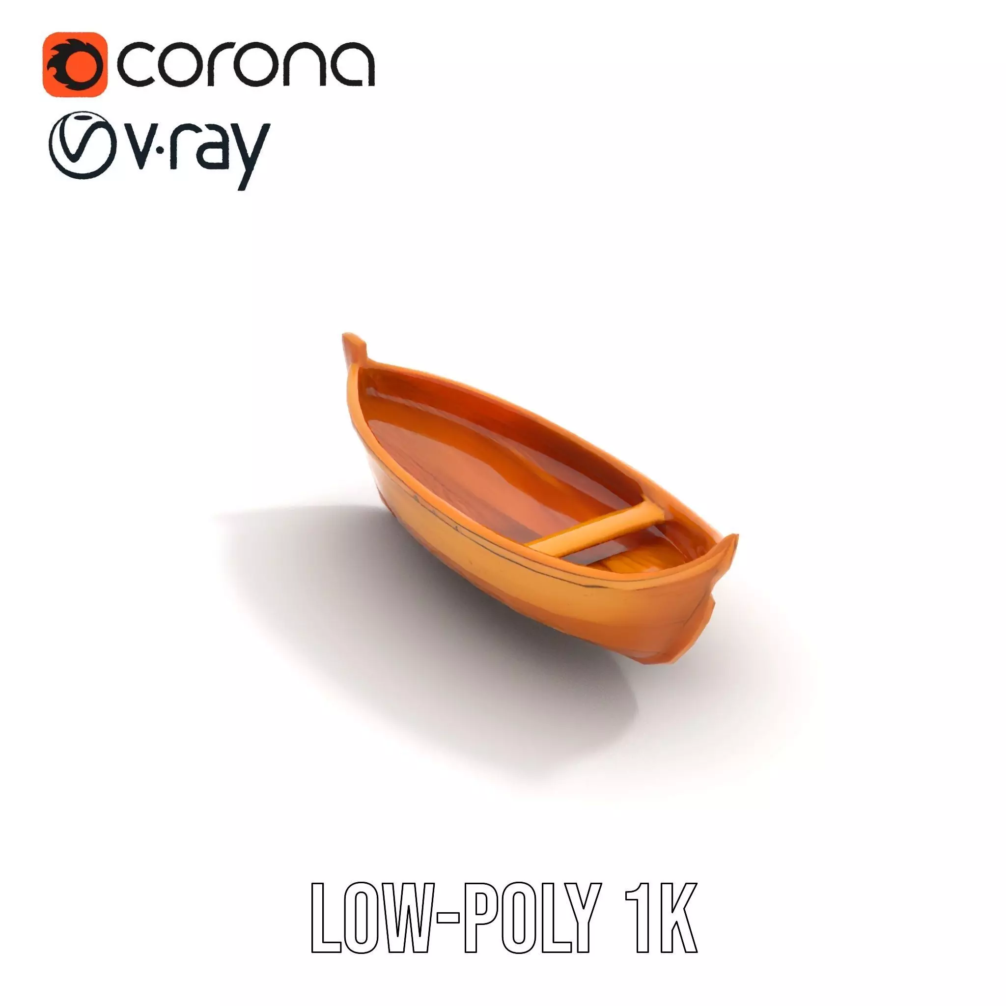 Wooden Canoe Model Pack with Multiple Levels of Detail Low-poly 3D model_7