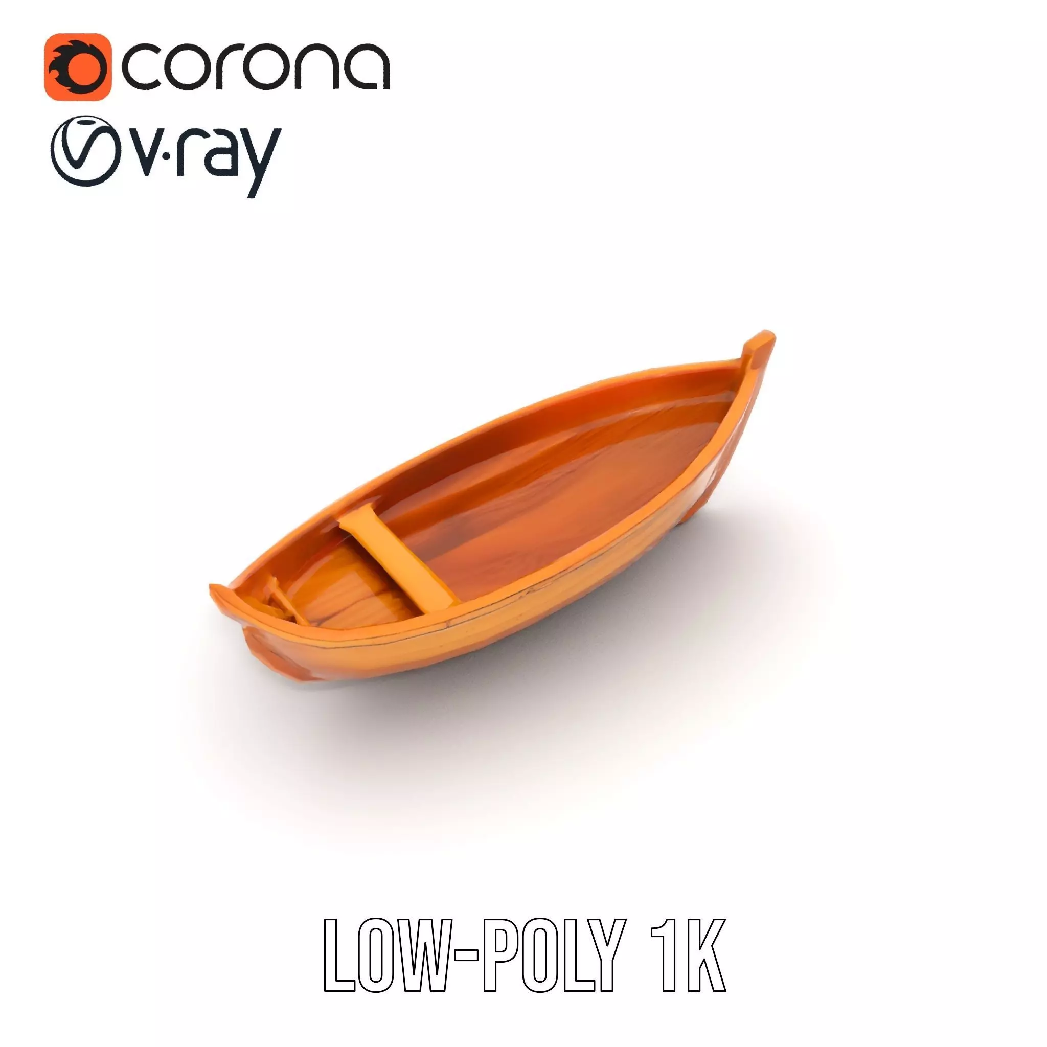 Wooden Canoe Model Pack with Multiple Levels of Detail Low-poly 3D model_9