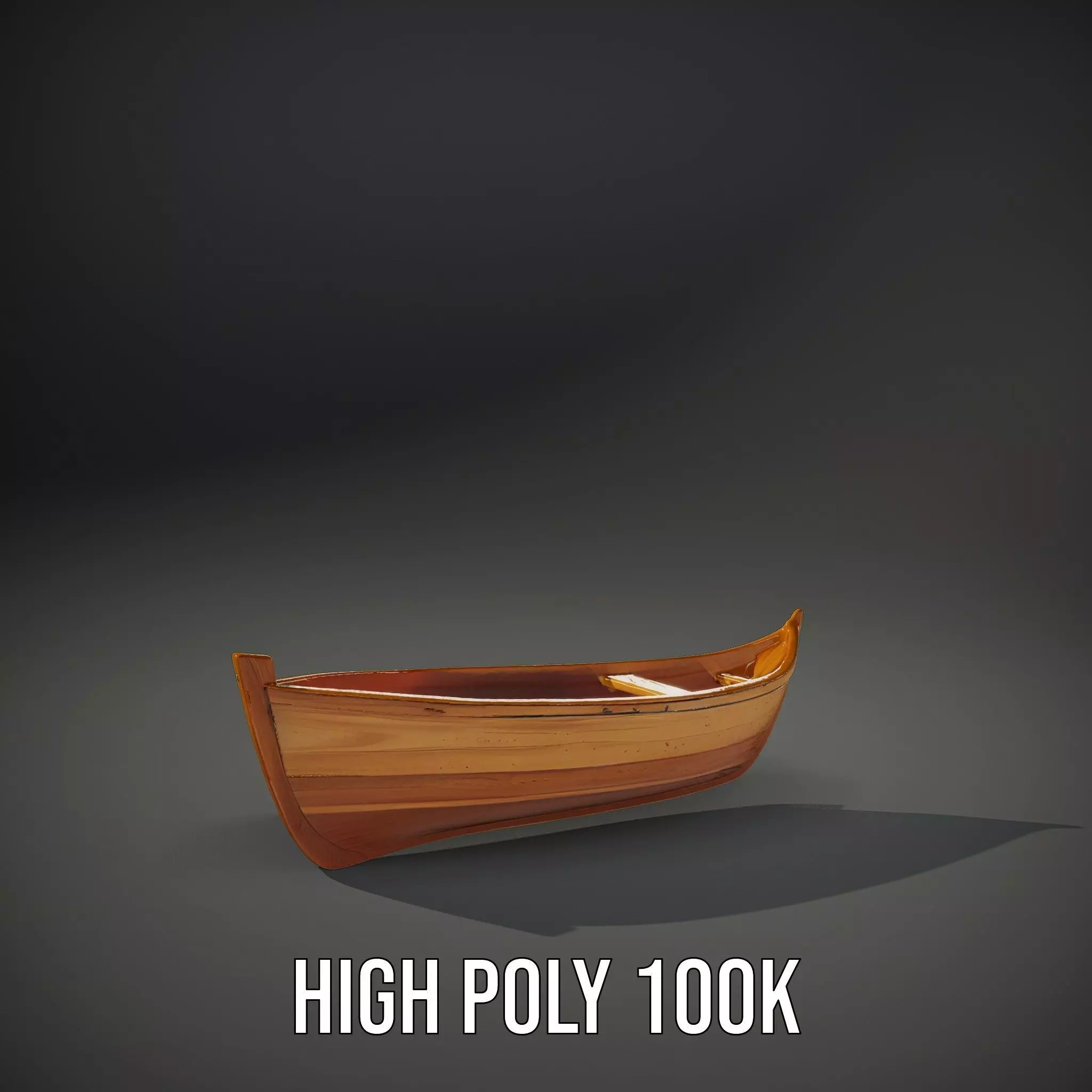 Wooden Canoe Model Pack with Multiple Levels of Detail Low-poly 3D model_8