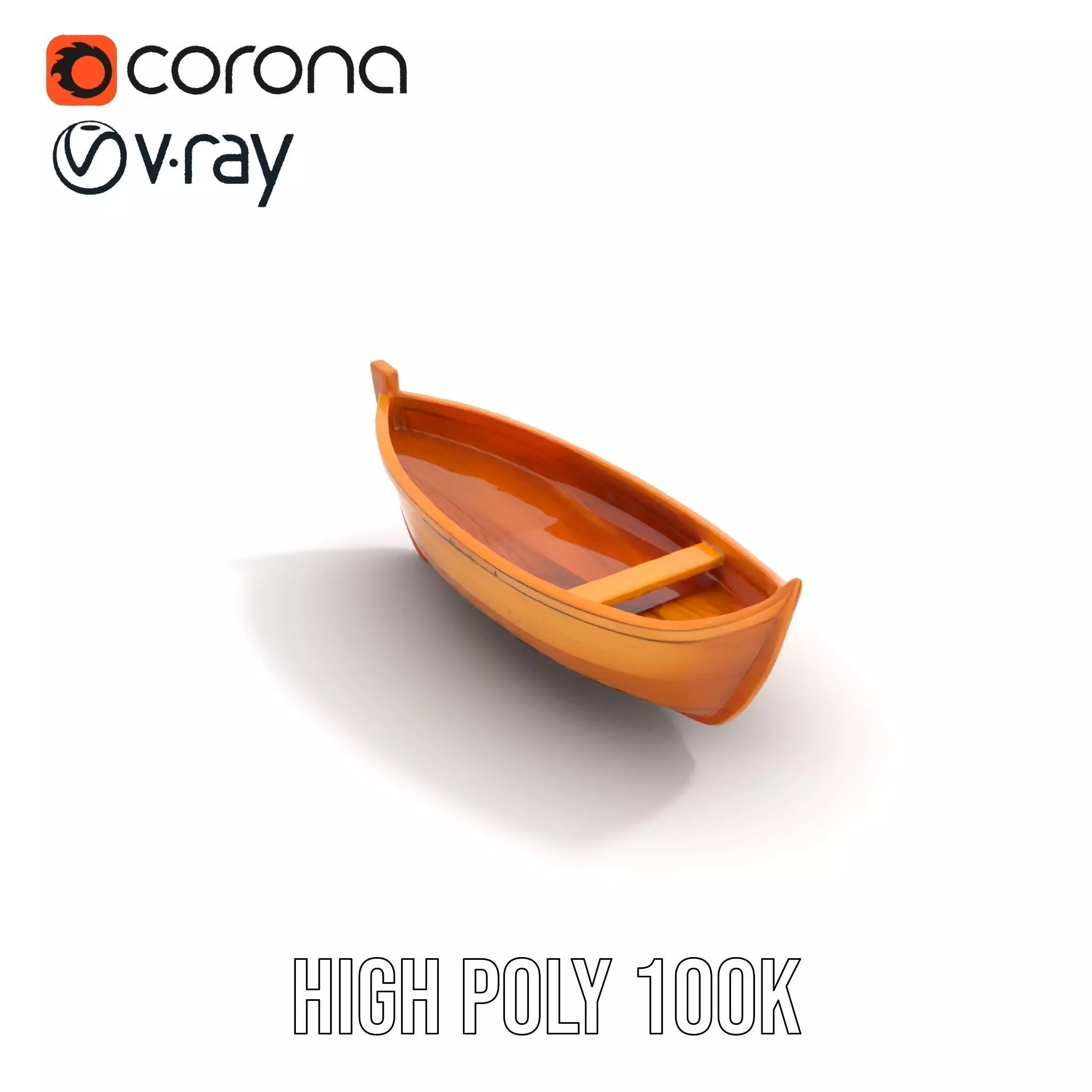 Wooden Canoe Model Pack with Multiple Levels of Detail Low-poly 3D model_20