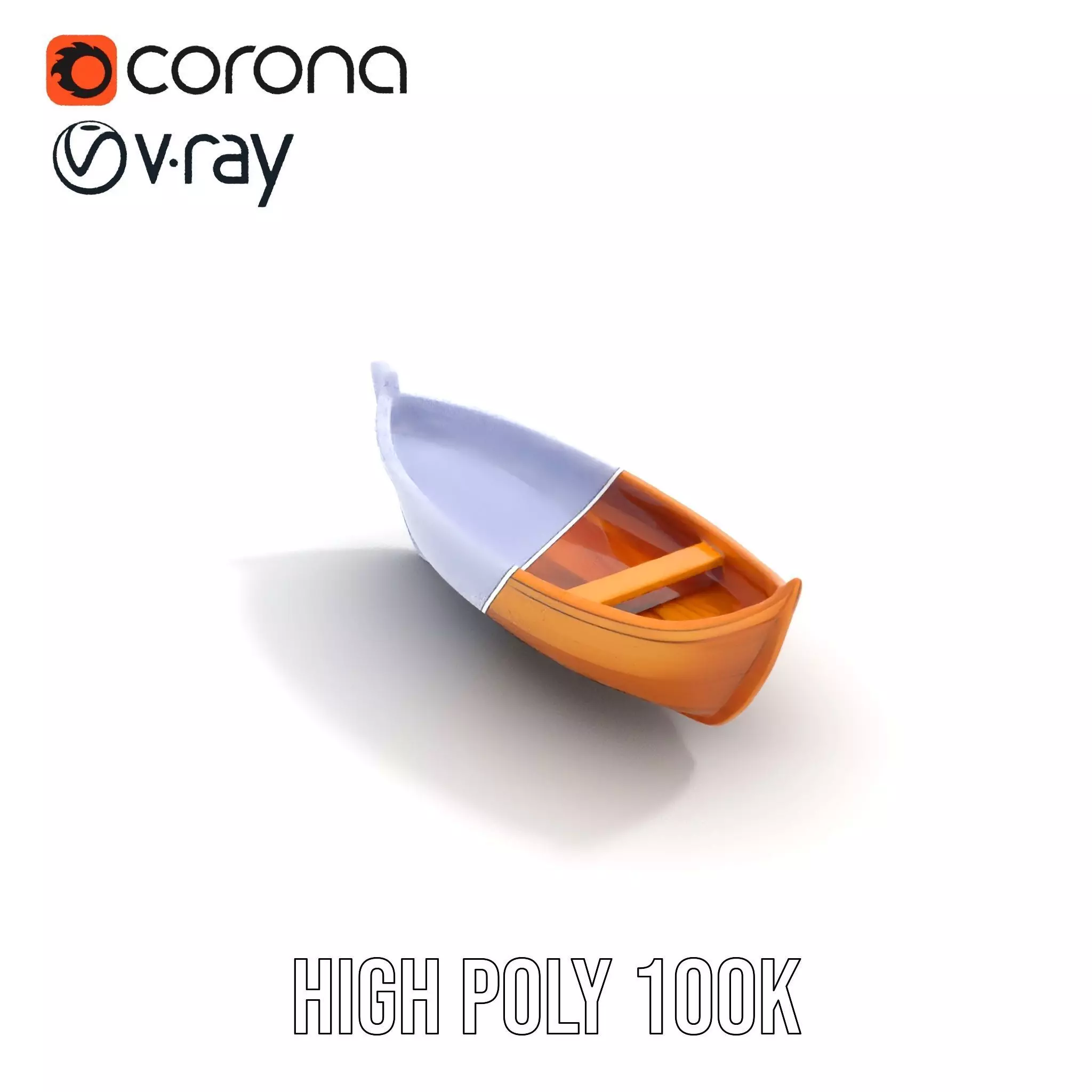 Wooden Canoe Model Pack with Multiple Levels of Detail Low-poly 3D model_34