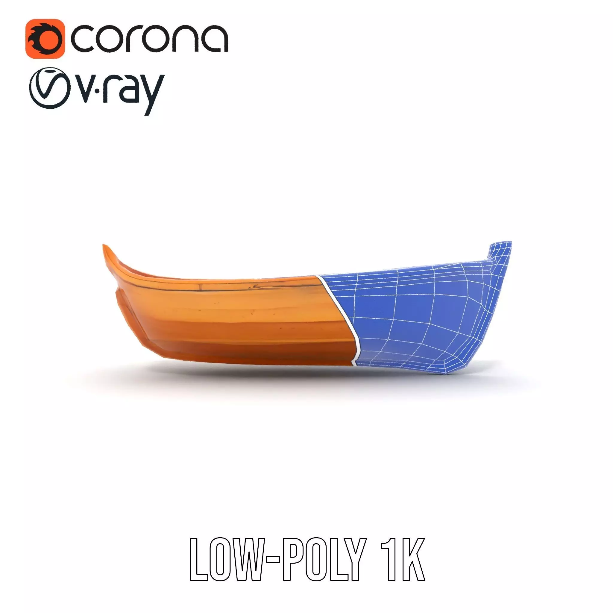 Wooden Canoe Model Pack with Multiple Levels of Detail Low-poly 3D model_31