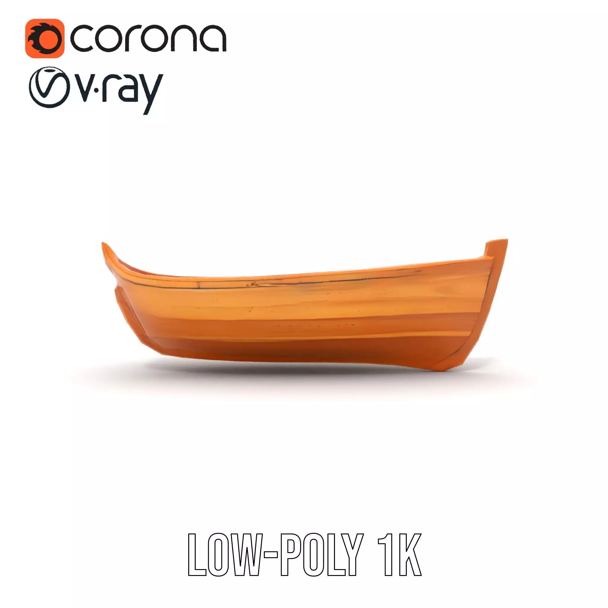 Wooden Canoe Model Pack with Multiple Levels of Detail Low-poly 3D model_22