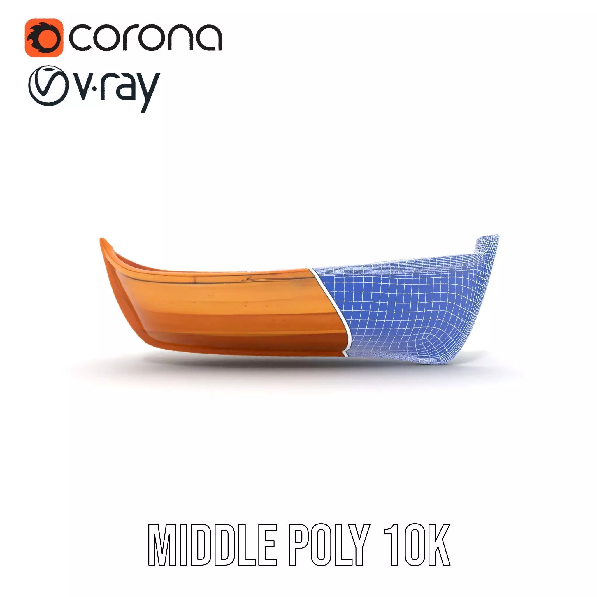 Wooden Canoe Model Pack with Multiple Levels of Detail Low-poly 3D model_24
