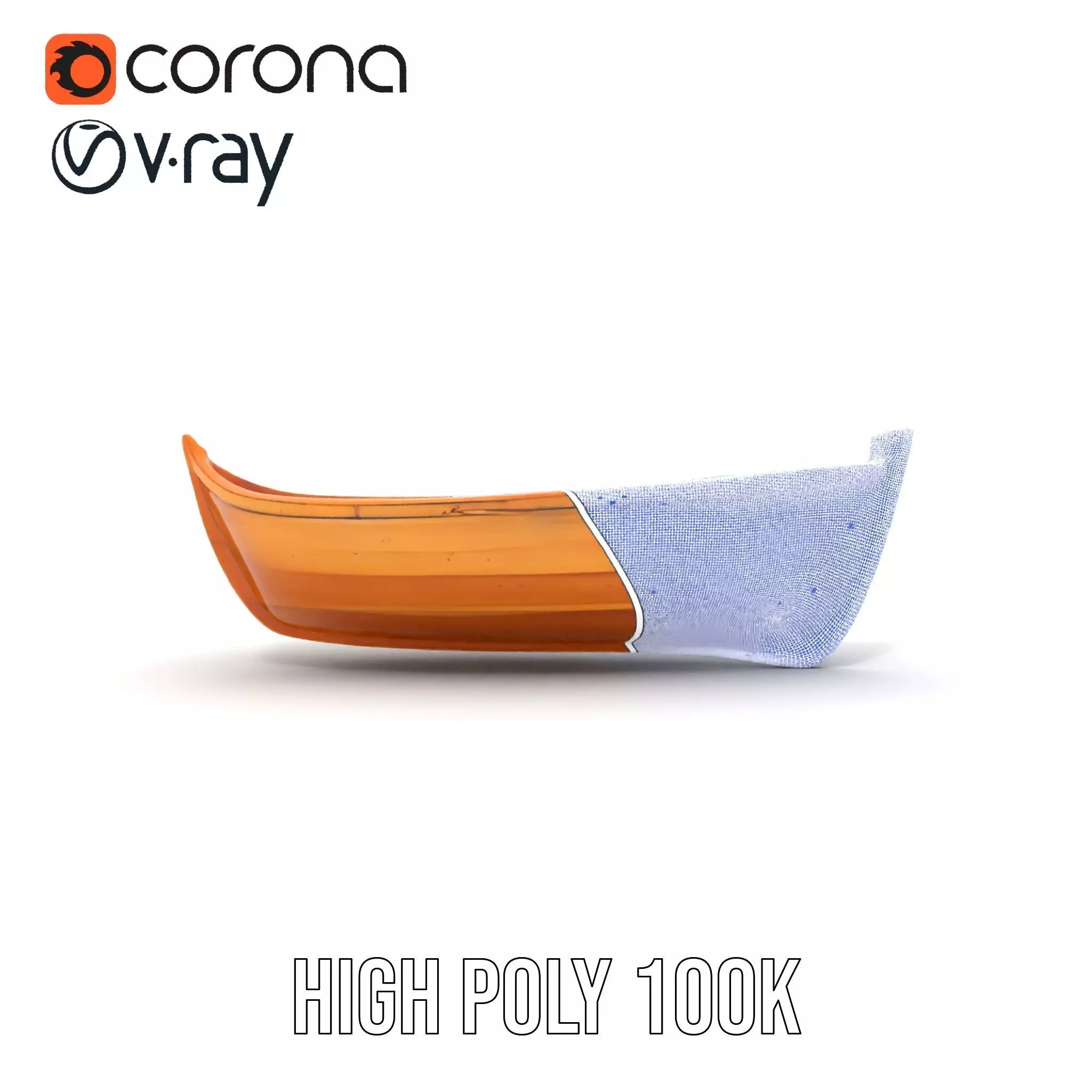 Wooden Canoe Model Pack with Multiple Levels of Detail Low-poly 3D model_32