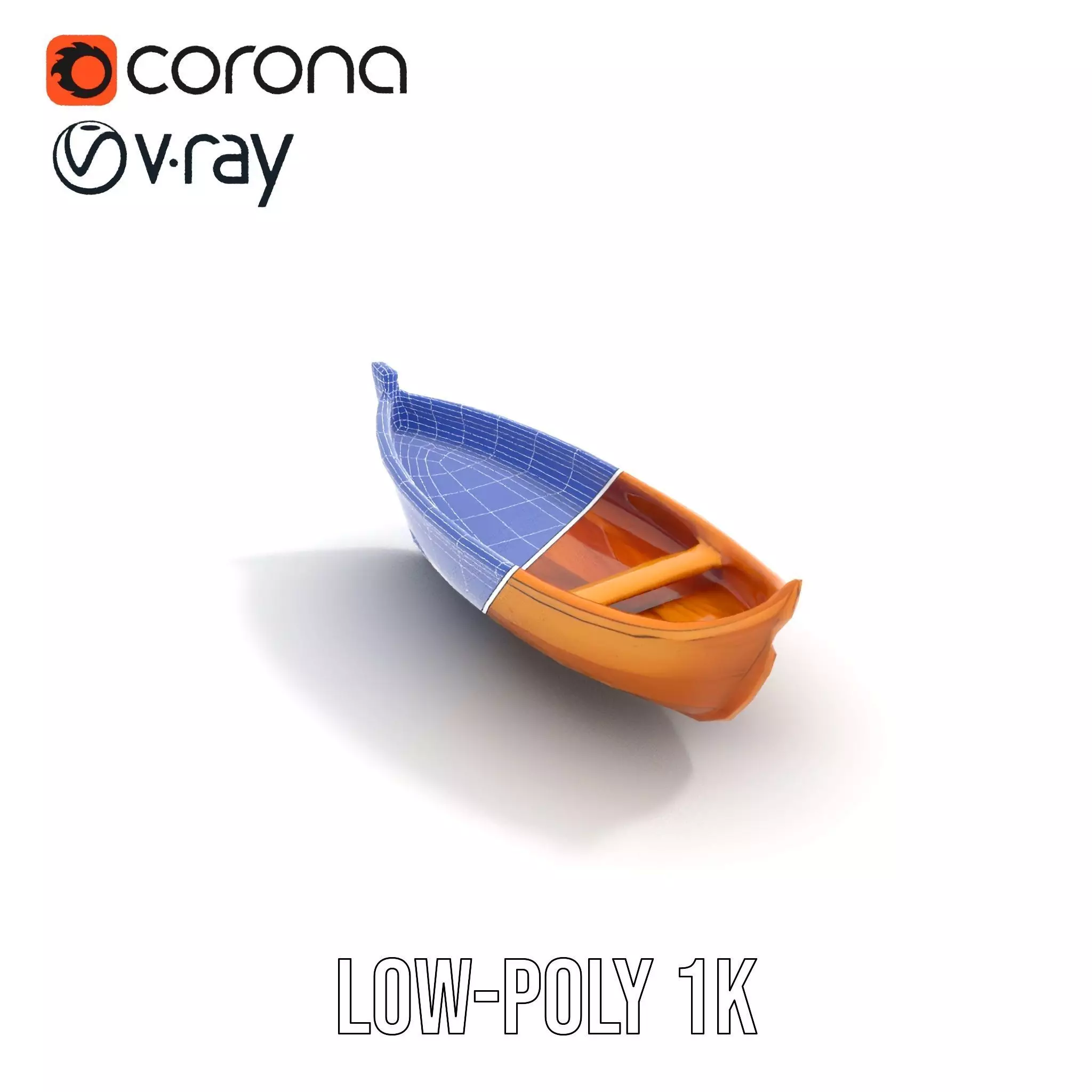 Wooden Canoe Model Pack with Multiple Levels of Detail Low-poly 3D model_25