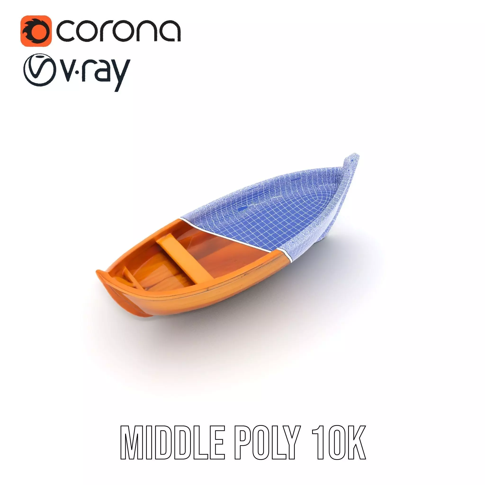 Wooden Canoe Model Pack with Multiple Levels of Detail Low-poly 3D model_21