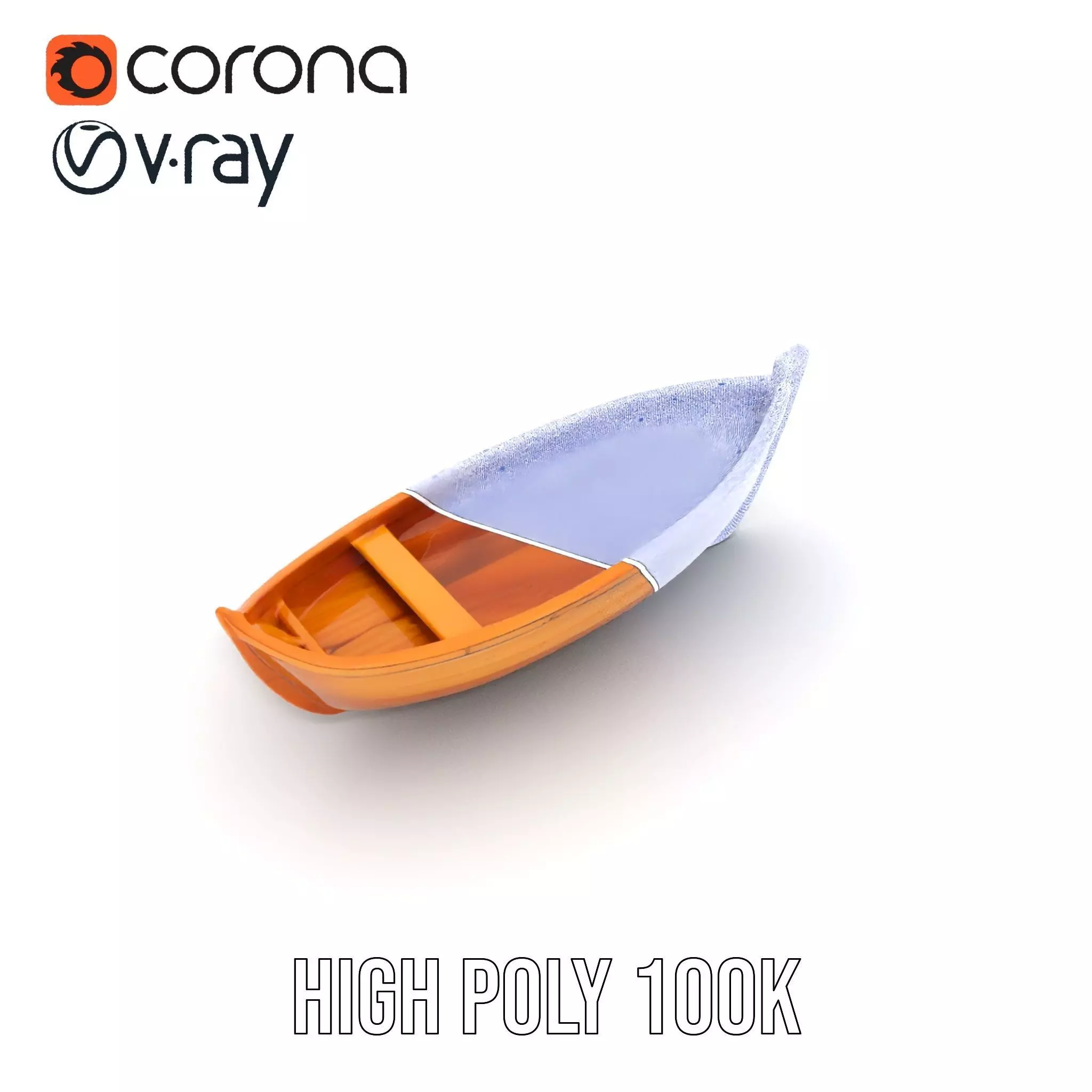 Wooden Canoe Model Pack with Multiple Levels of Detail Low-poly 3D model_26