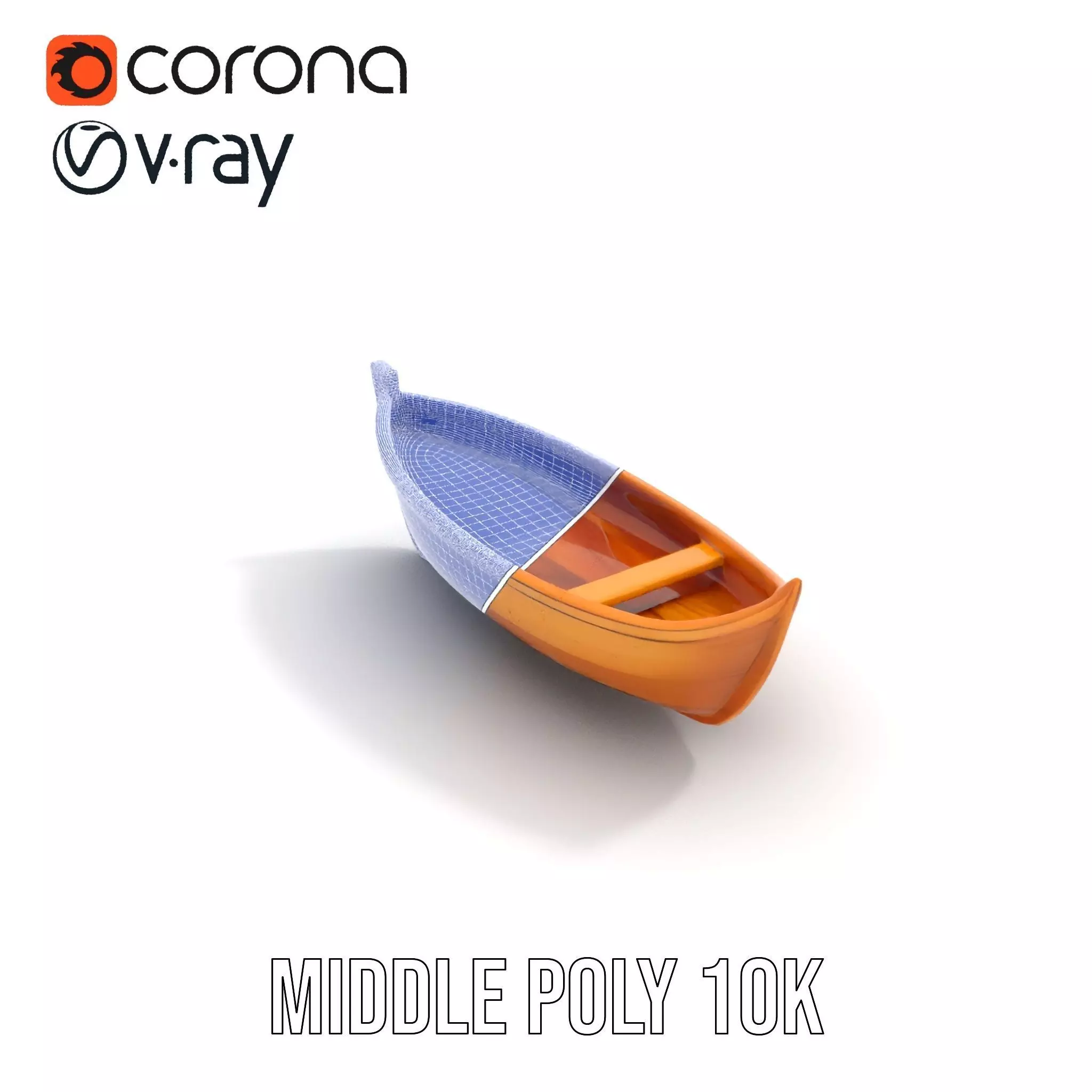 Wooden Canoe Model Pack with Multiple Levels of Detail Low-poly 3D model_27