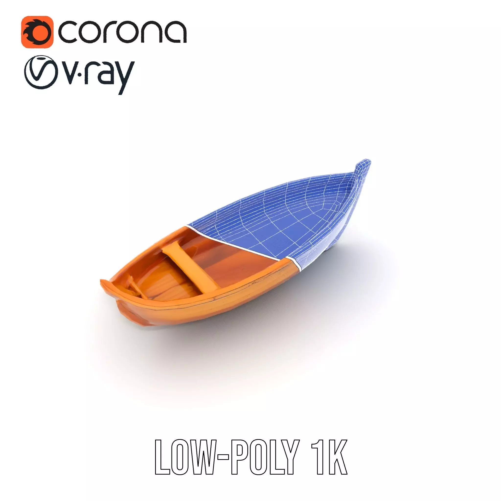 Wooden Canoe Model Pack with Multiple Levels of Detail Low-poly 3D model_19