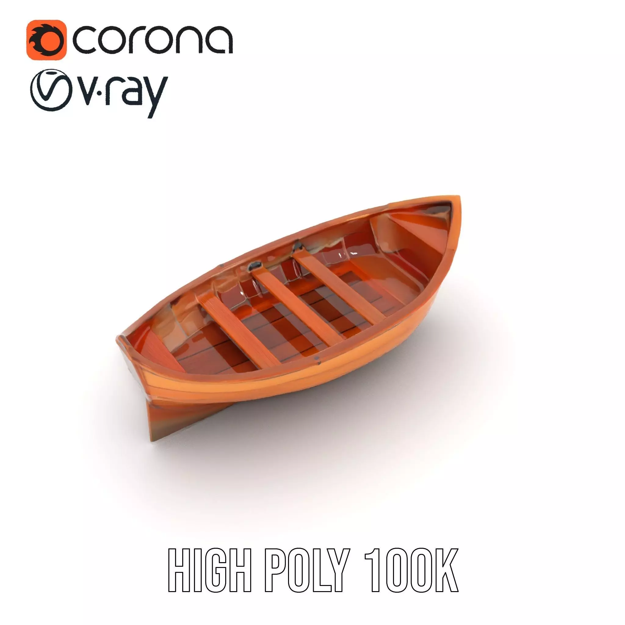 Wooden Rowboat Model Pack Low-poly 3D model_20