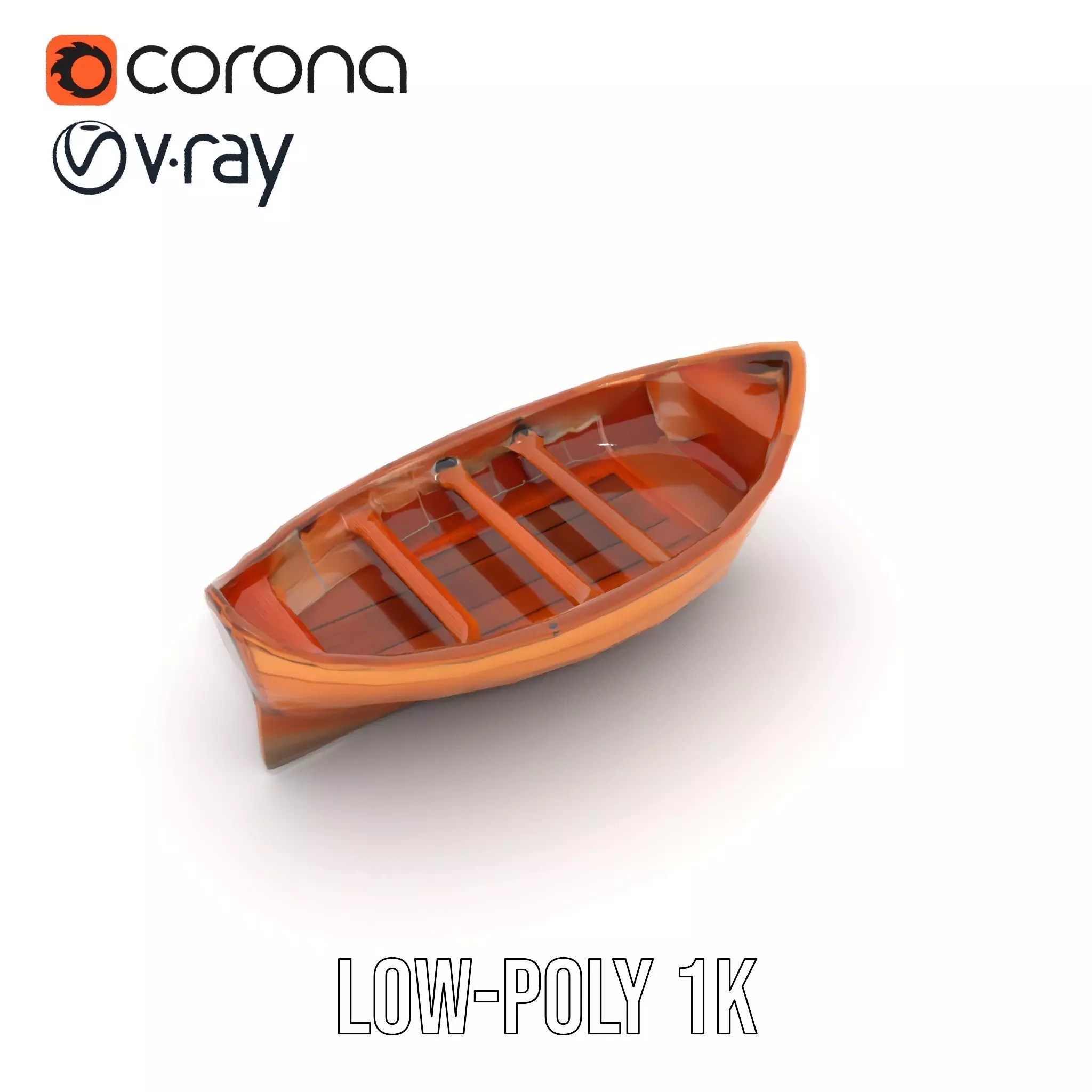 Wooden Rowboat Model Pack Low-poly 3D model_25